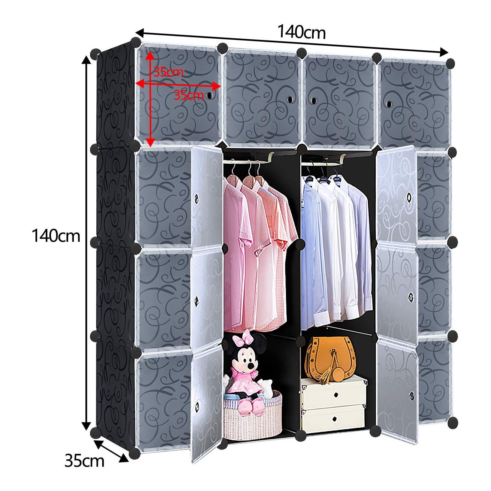 FIVMEN Kleiderschrank DIY Regalsystem Platzsparendes Steckregalsystem – Bild 2 von 5