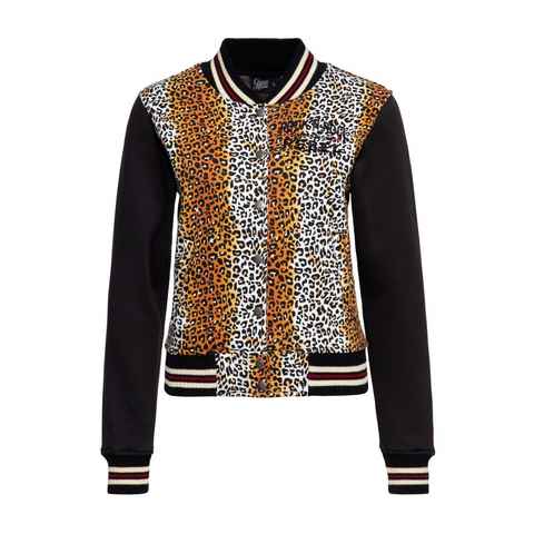 QueenKerosin Collegejacke Rock 'n' Roll Rebel Queen in Leo-Optik