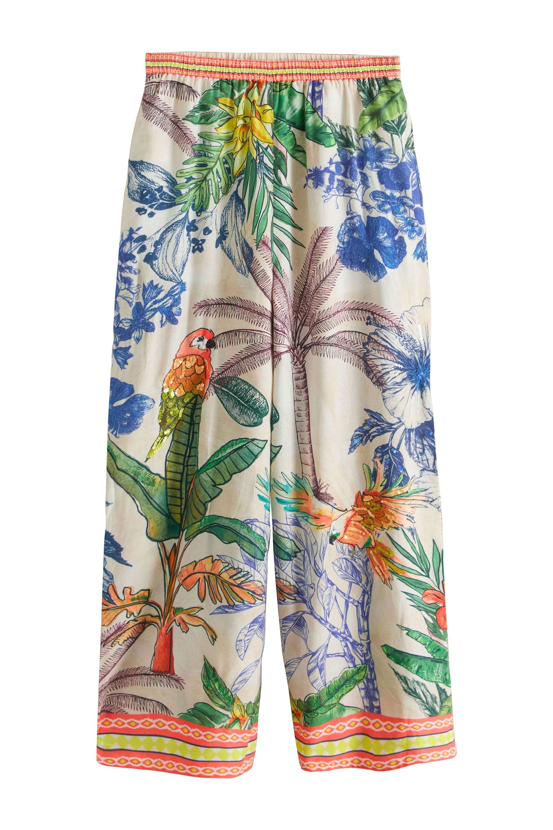 Palazzohose Verzierte Hose mit weitem Bein