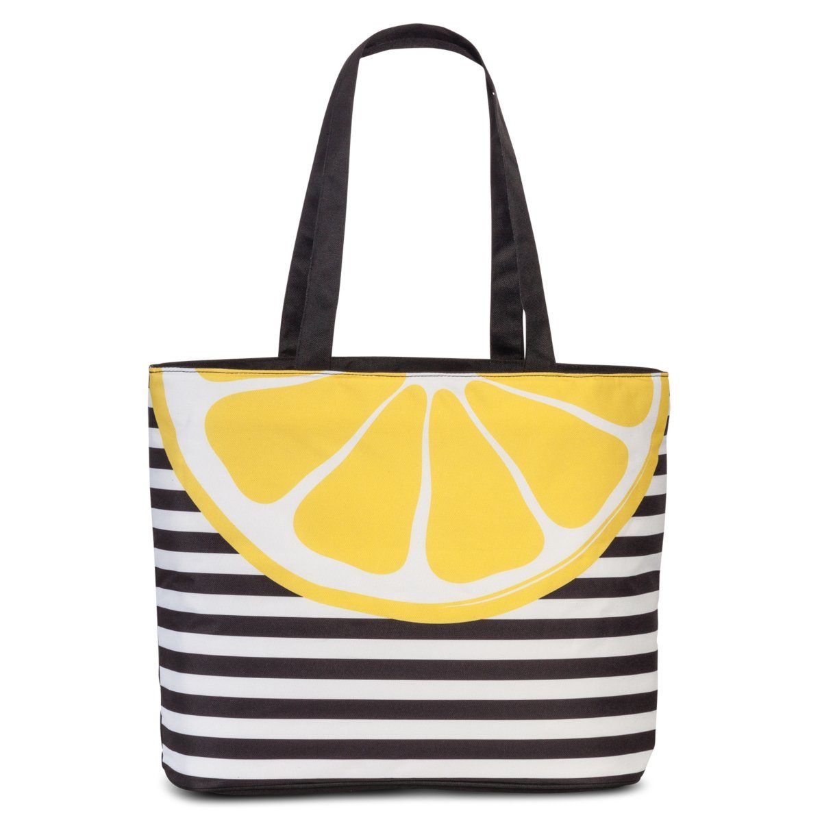 fabrizio® Tragetasche Sommertasche mit Kühlfkt., Zitrone, Höhe mit Henkel 60 cm, wasserabweisende Innenbeschichtung
