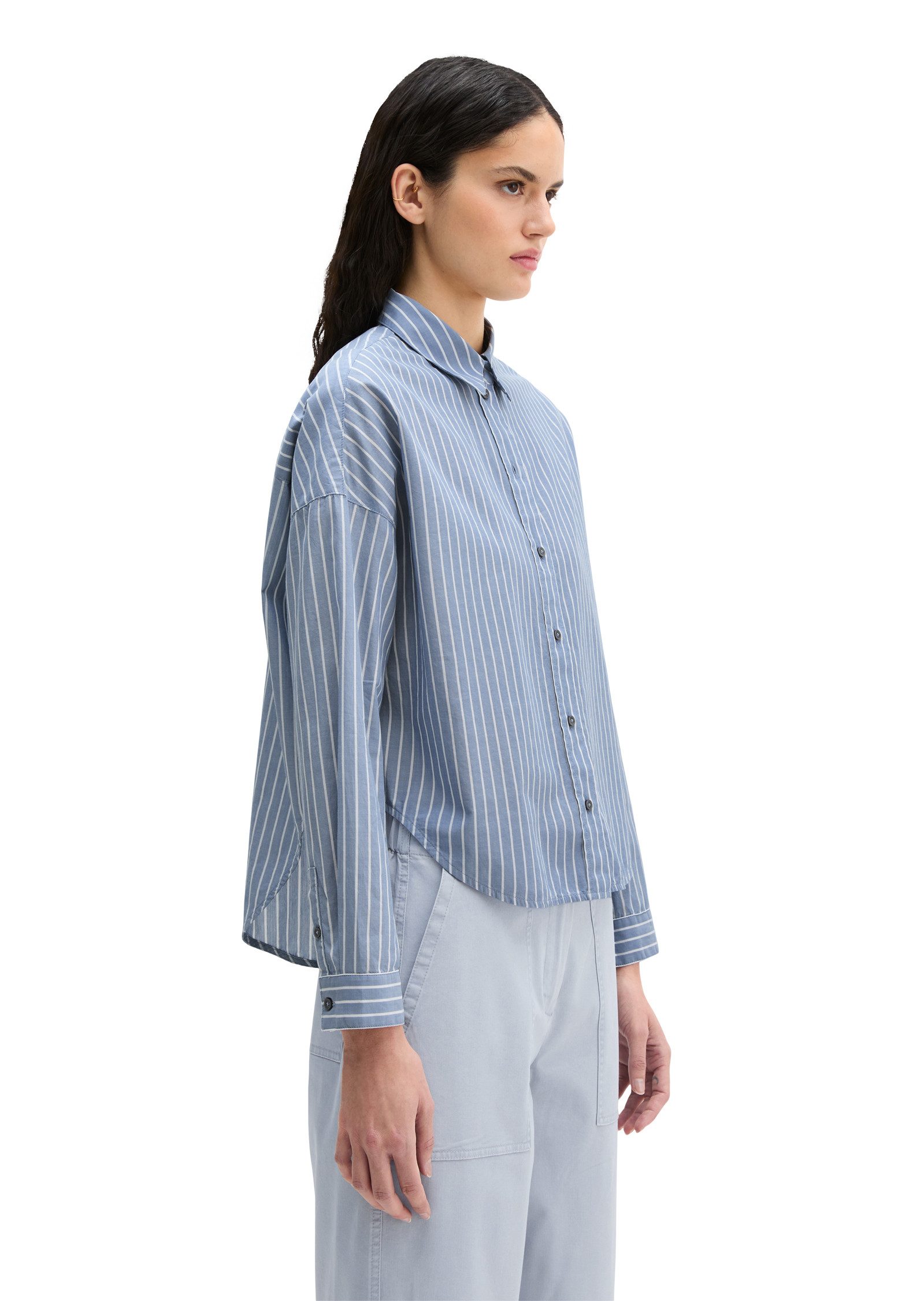 Marc O'Polo Hemdbluse bequem weite Form, garngefärbter Chambray, Kentkragen günstig online kaufen