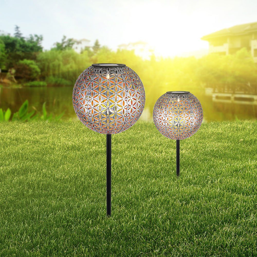 verbaut, LED-Leuchtmittel Gartenleuchte, Außen Solar etc-shop Lampe Kugel Warmweiß, Erdspieß Steck Garten LED fest Leuchte LED