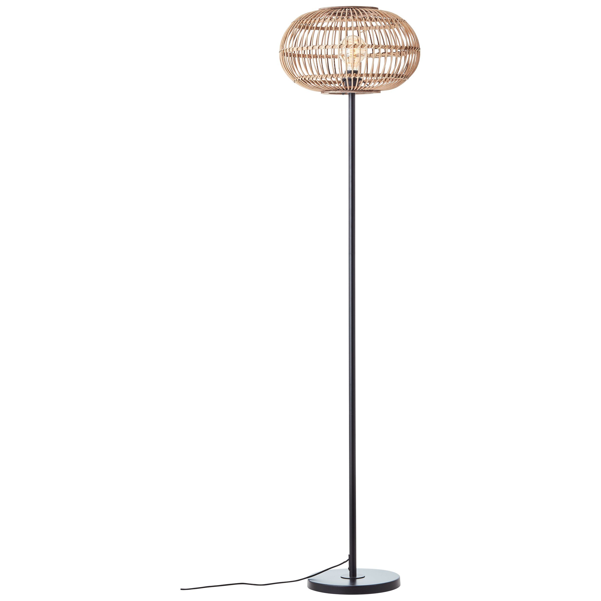 x E27, cm, Schirm, schwarz/natur 38 Leuchtmittel, Stehlampe Brilliant ohne Woodball, 153 mit matt Bambus