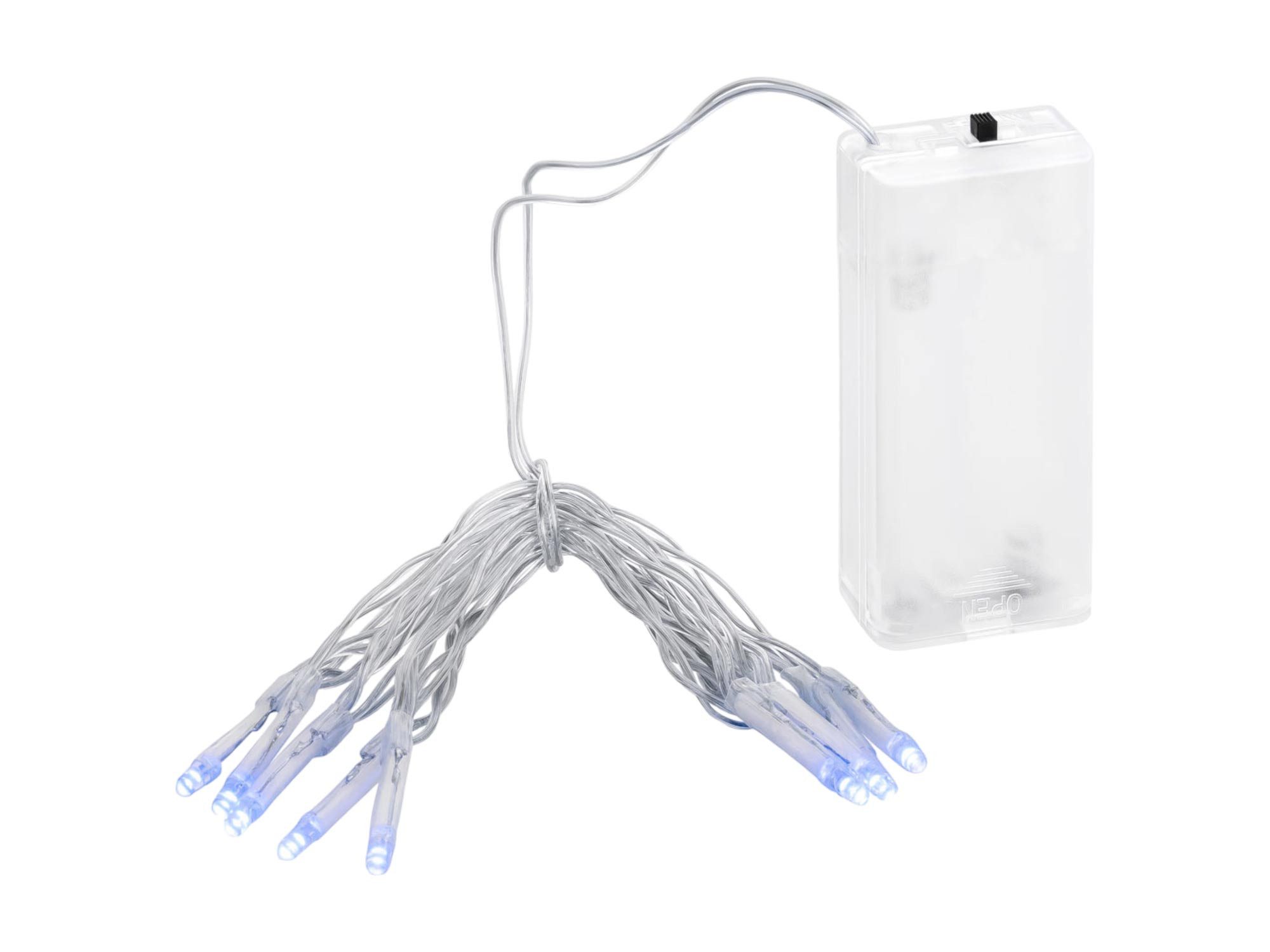 Linder Exclusiv GmbH LED-Lichterkette, Batterie 0,9m 10 LEDs kaltweiß Ø3mm innen transparentes Kabel