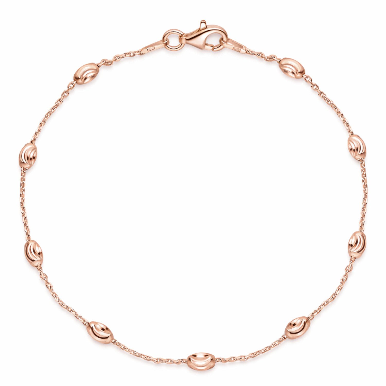 Materia Armkette Damen Rosegold Kugeln 19cm SA-68, Sterlingsilber, rosevergoldet