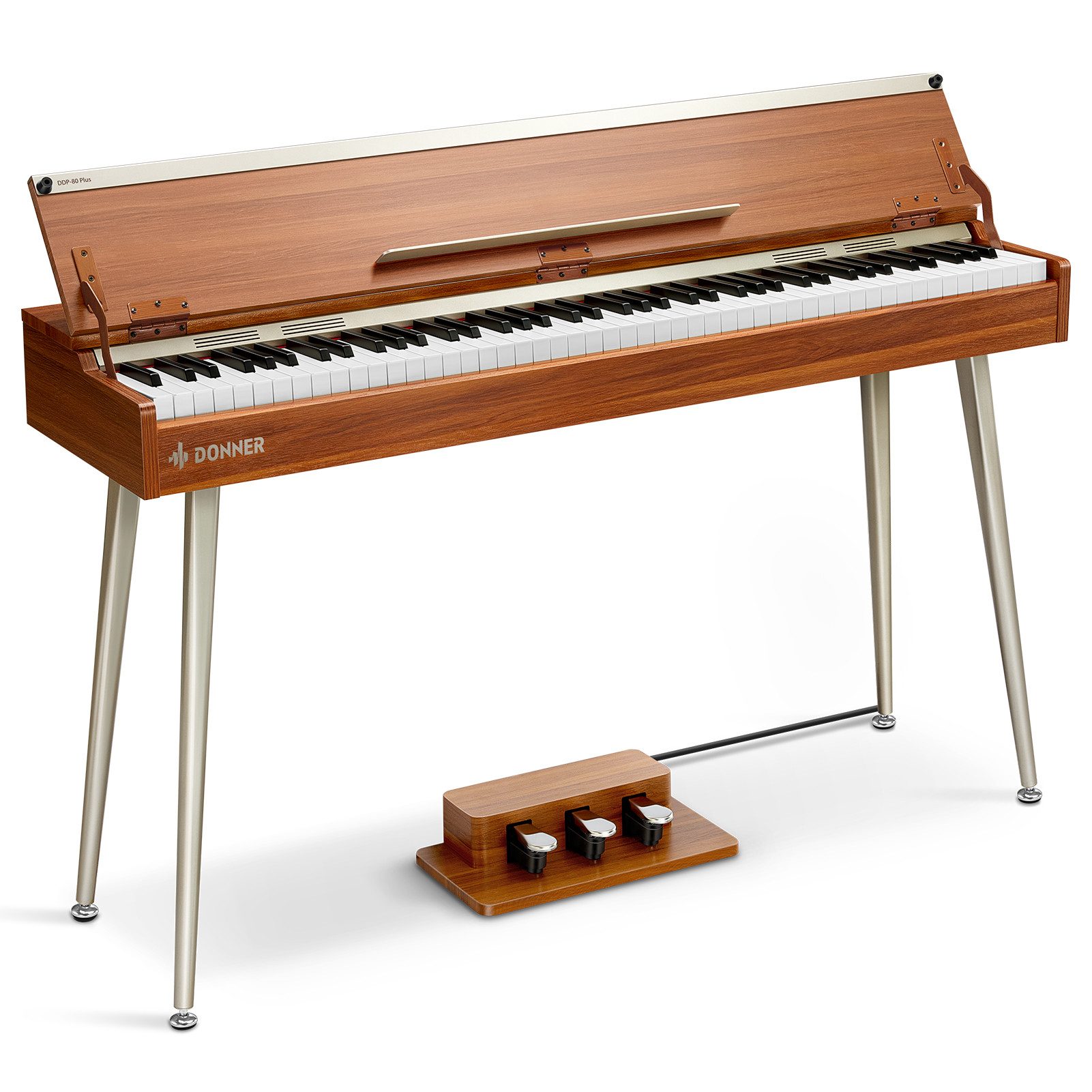 Donner Digitalpiano 88 Tasten Progressiv Gewichteter Hammermechanik E-Piano DDP-80 PLUS (Set, Pedal, Netzteil), 128 Polyphonie, für zu Hause, Lernfunktion, Kopfhörer-Übungsmodus