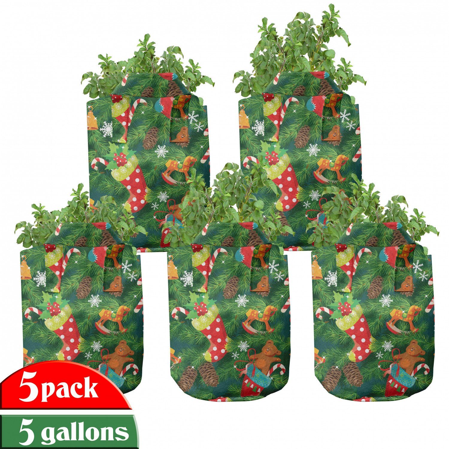 Abakuhaus Pflanzkübel hochleistungsfähig Stofftöpfe mit Griffen für Pflanzen, Weihnachten Weihnachten Zubehör Pine