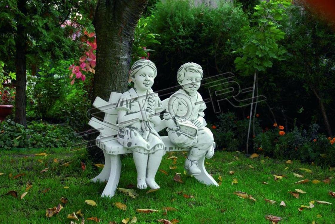 JVmoebel Skulptur Mädchen Sitzende Figur Statue Figuren Skulptur Statuen Garten Deko