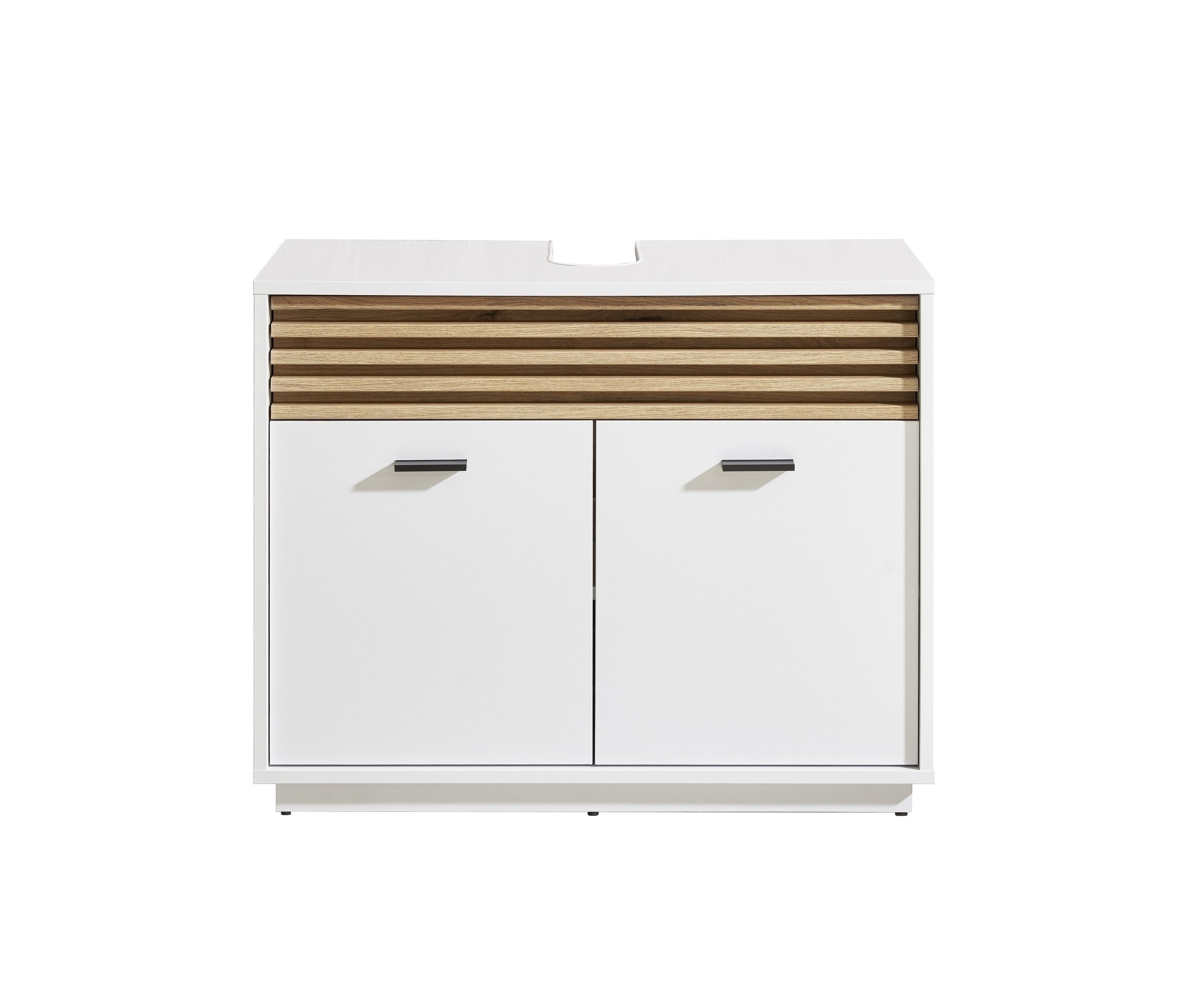 PREISBRECHER Waschbeckenunterschrank Liguria in Weiß / Evoke Eiche Dekor - 80x64x40 (BxHxT)