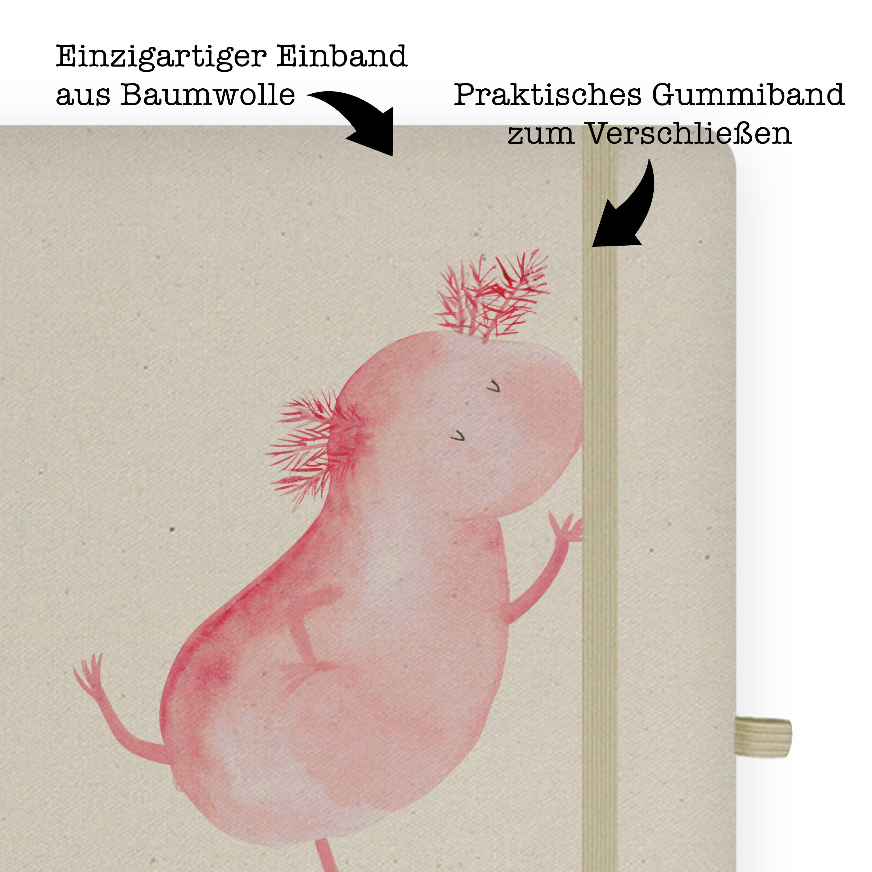 Mr. & Mrs. - Notizbuch No & Geschenk, Mrs. Freundin, Panda Molch, Amphibie, Axolotl tanzt Transparent Mr. Panda 
