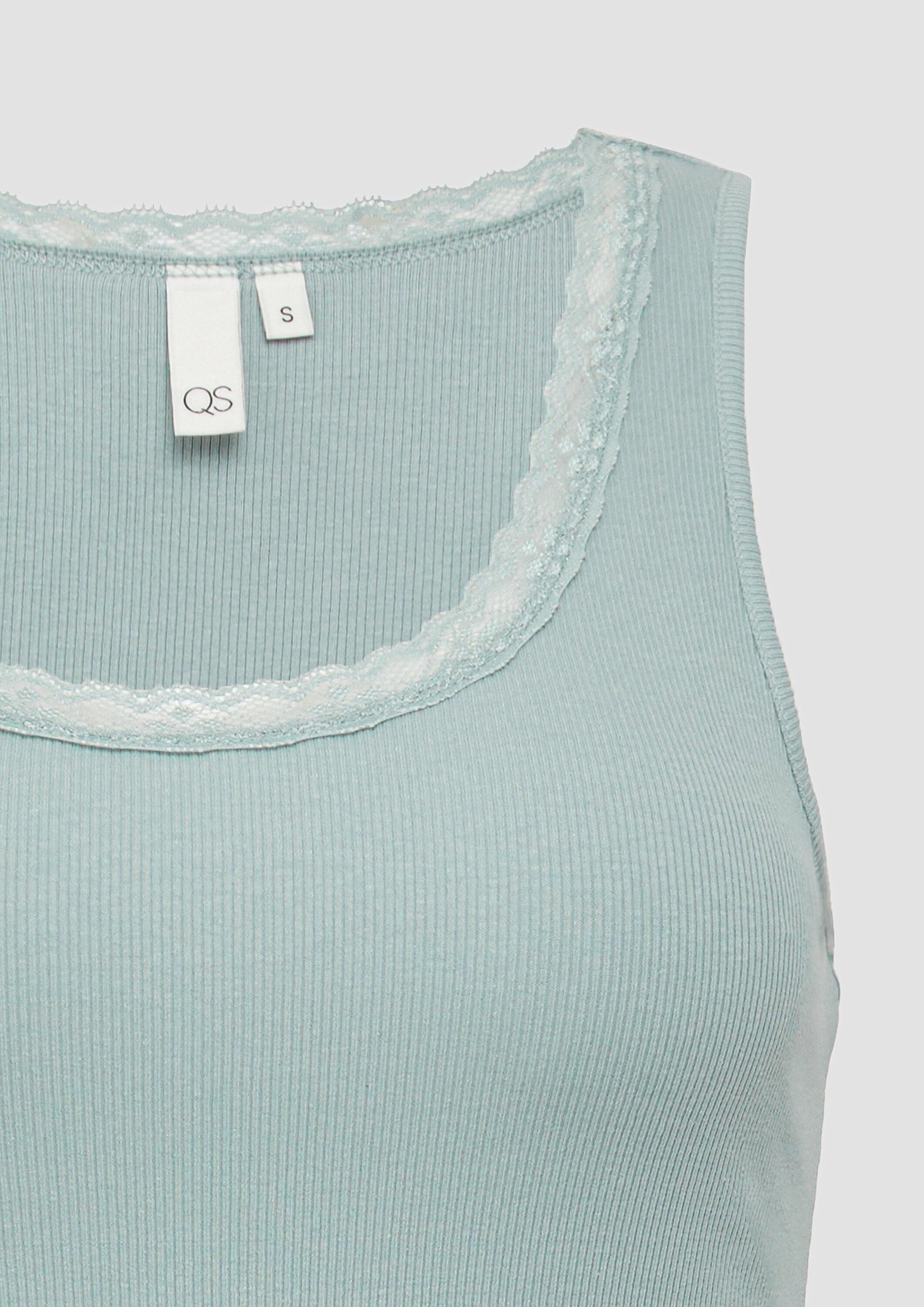 QS Muskelshirt T-Shirt Ripptop mit Spitze am Ausschitt