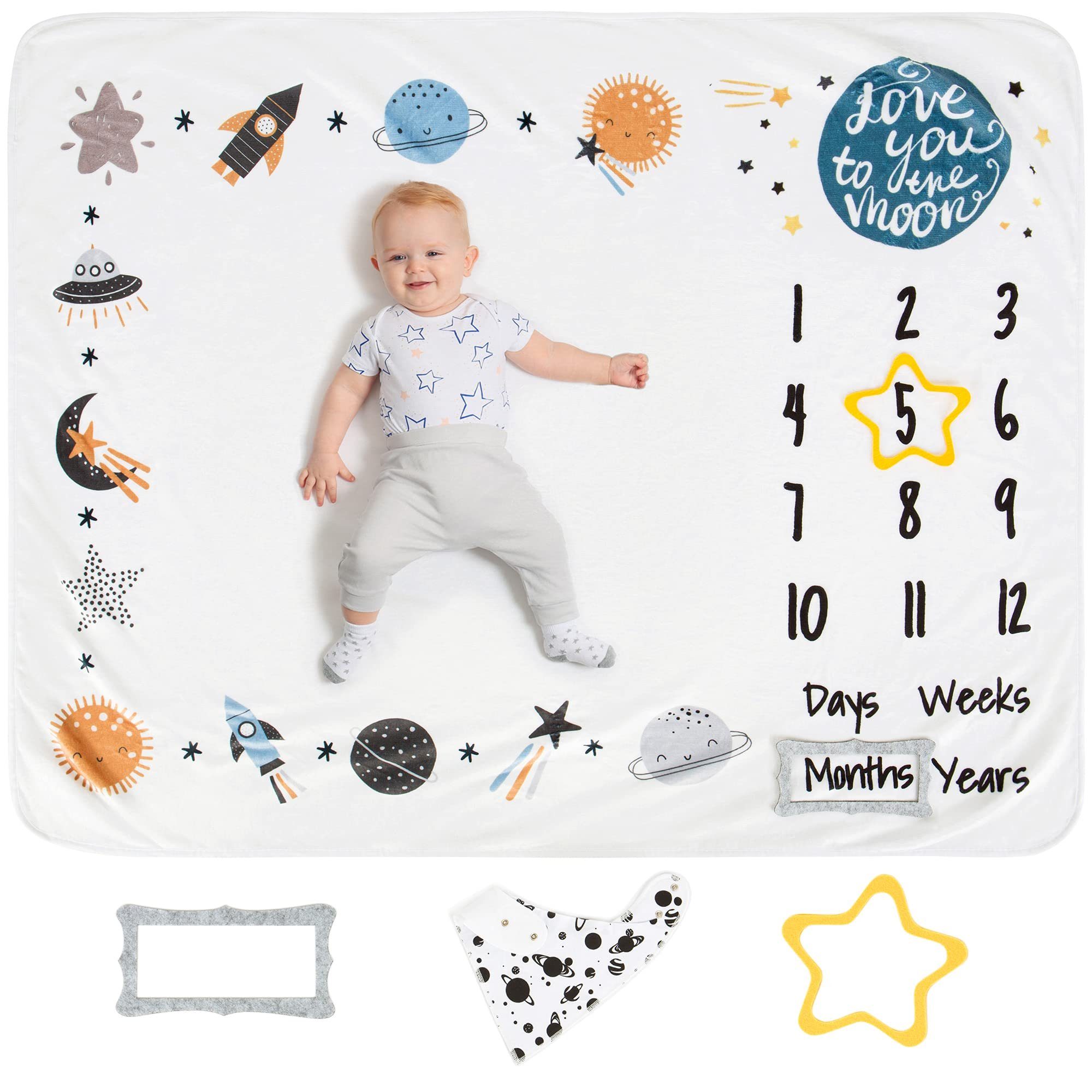 Milestone Motto Space & Baby Decke Kinderdecke Weltraum Theme, Lilly, Meilenstein Baby - - Blanket Luka 152.4cm x - Ultrasoft