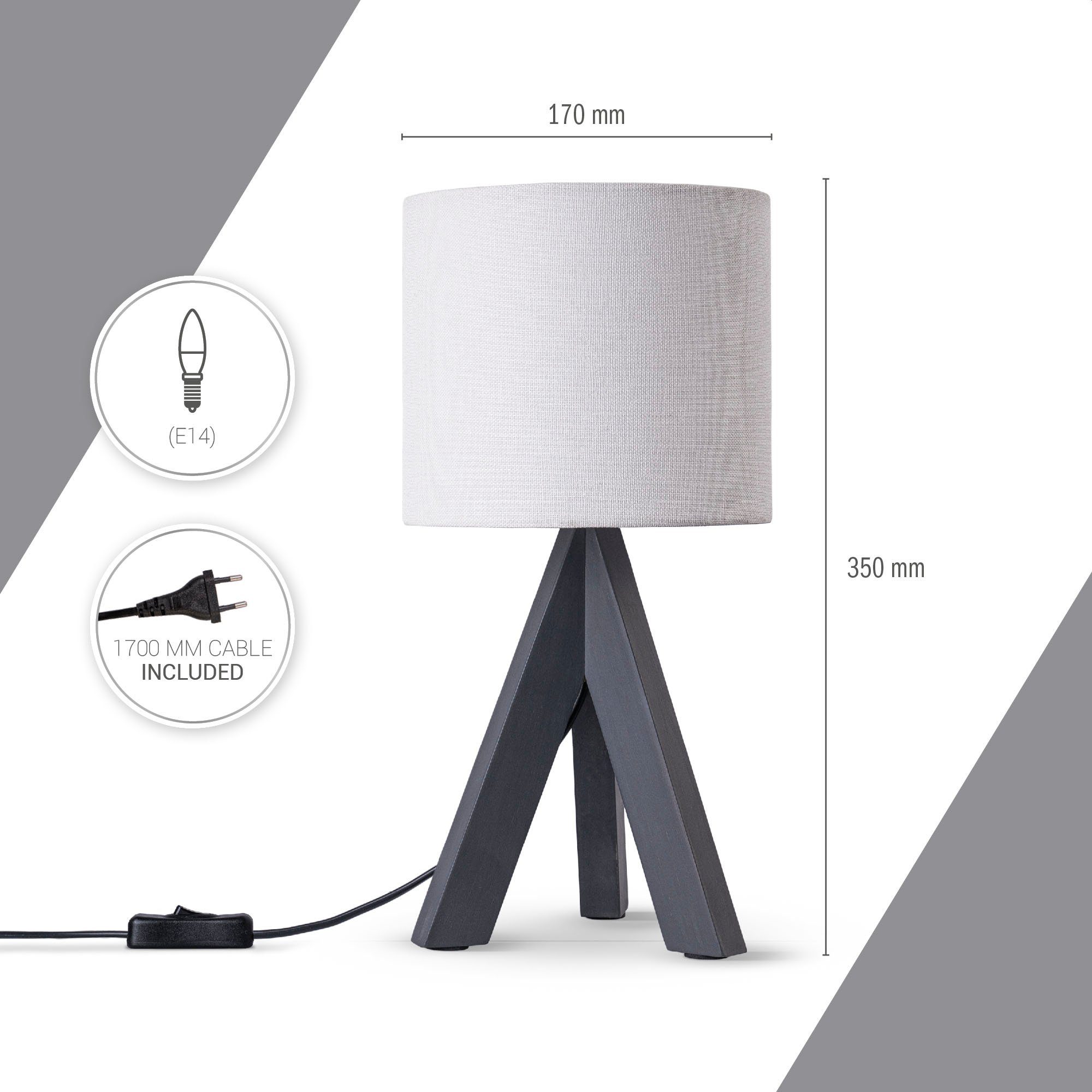 Paco Home Tischleuchte BAJO CANVAS UNI günstig online kaufen