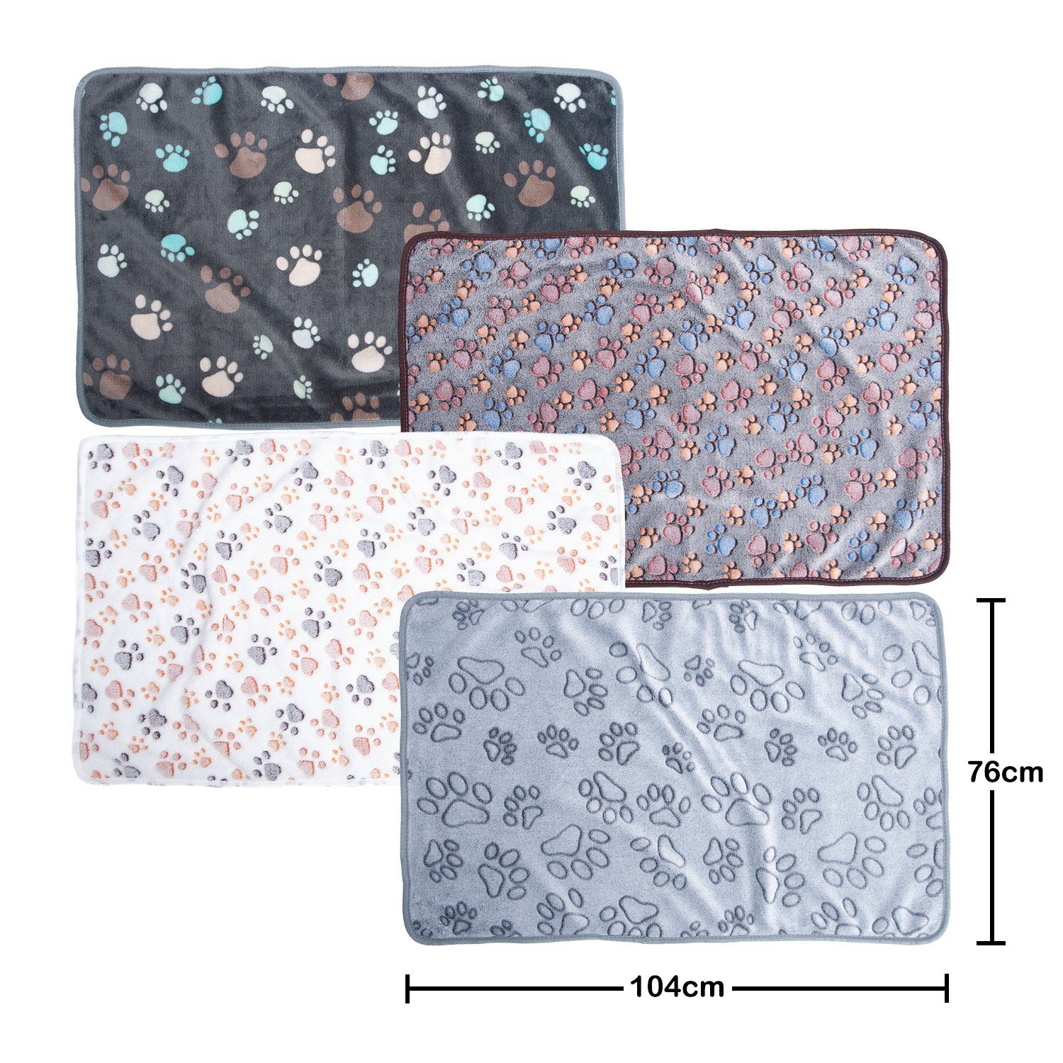 Warenhammer Tierdecke Hundedecke aus Plüsch in 76x52 cm oder 104x76 cm im 4er Set, In 2 Grössen erhältlich
