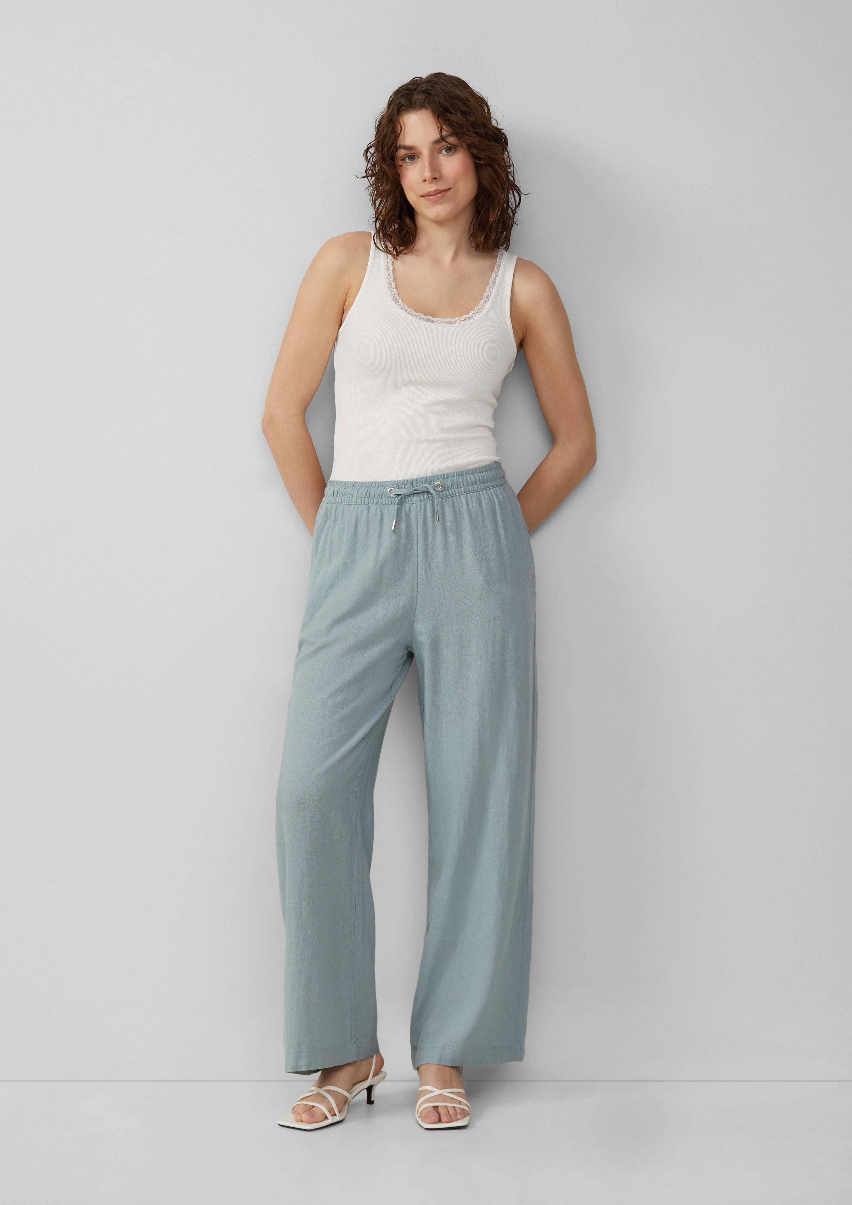 QS Stoffhose Leinenmixhose mit Gummizug und günstig online kaufen