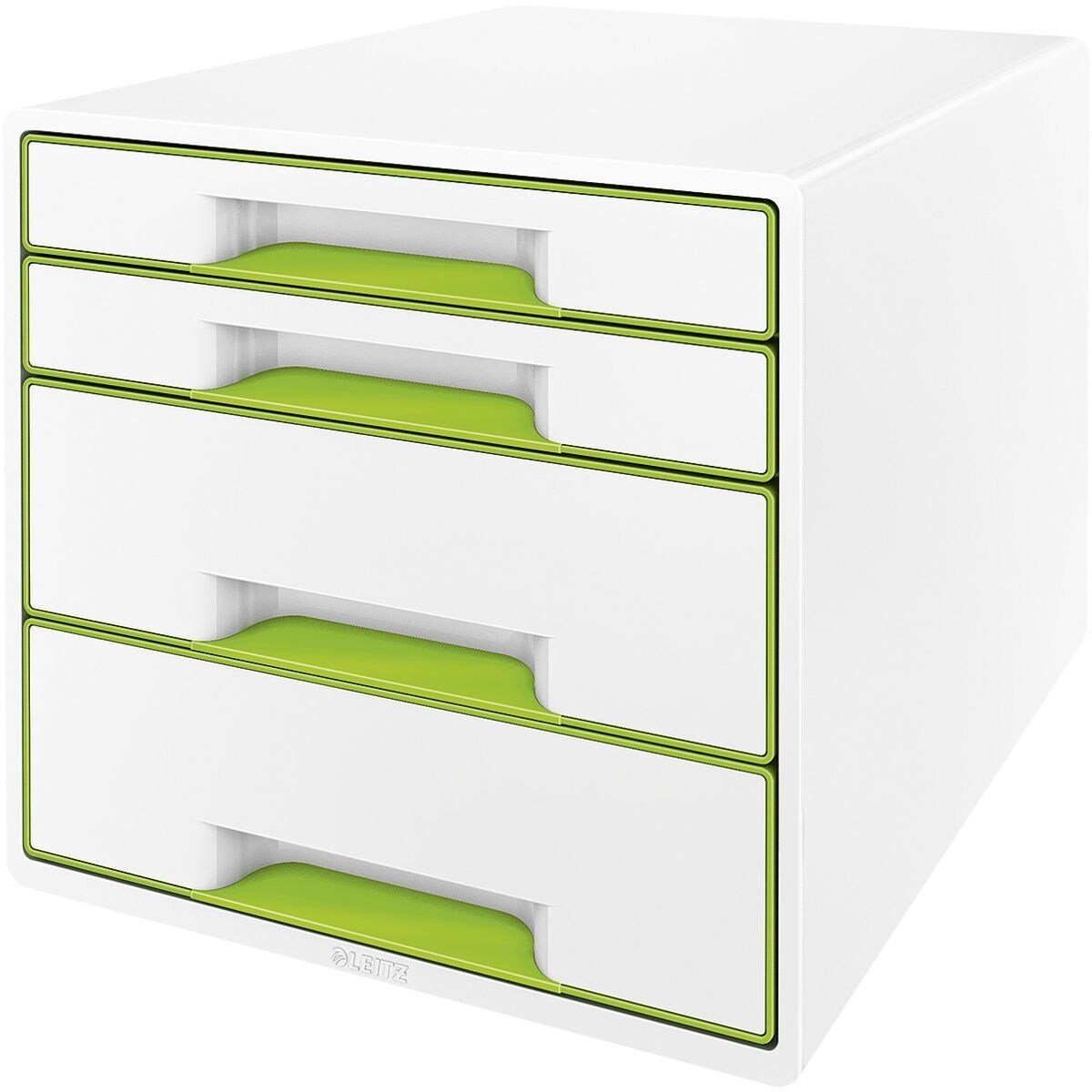 LEITZ Schubladenbox WOW Cube 5213, mit 4 Schubladen, geschlossen, stapelbar grün metallic