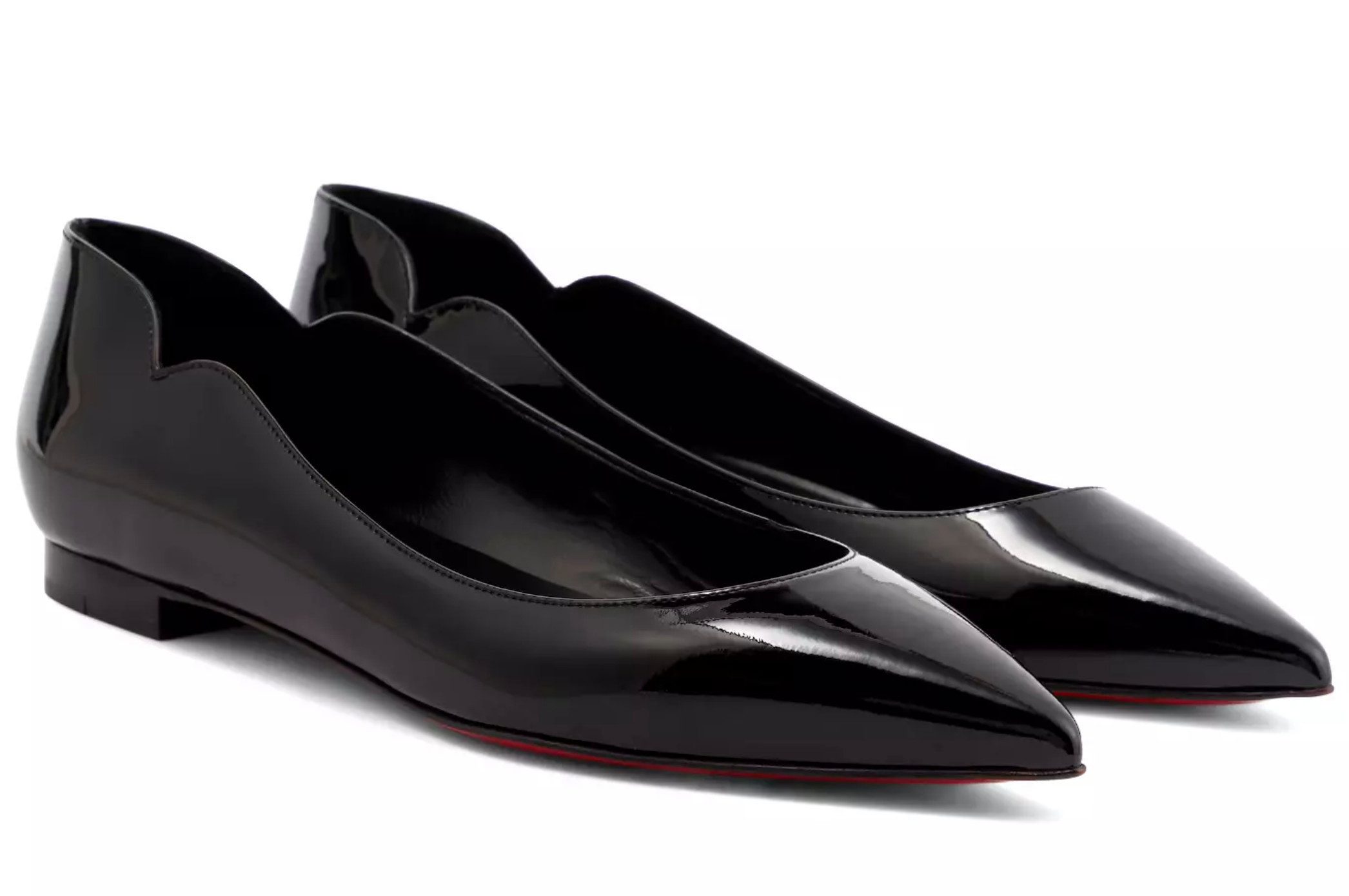 CHRISTIAN LOUBOUTIN Hot Chickita Flats Lackleder Schuhe Ballerina Hochwertiges Lackleder vom Kalb, rot lackiertem Sohle