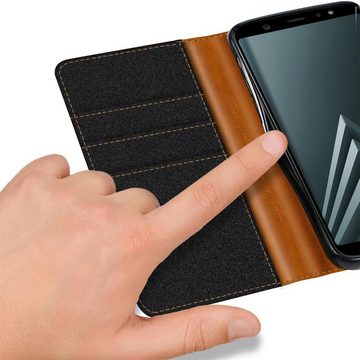 CoolGadget Handyhülle Denim Schutzhülle Flip Case für Samsung Galaxy A6 Plus 6 Zoll, Book Cover Handy Tasche Hülle für Samsung A6+ Klapphülle