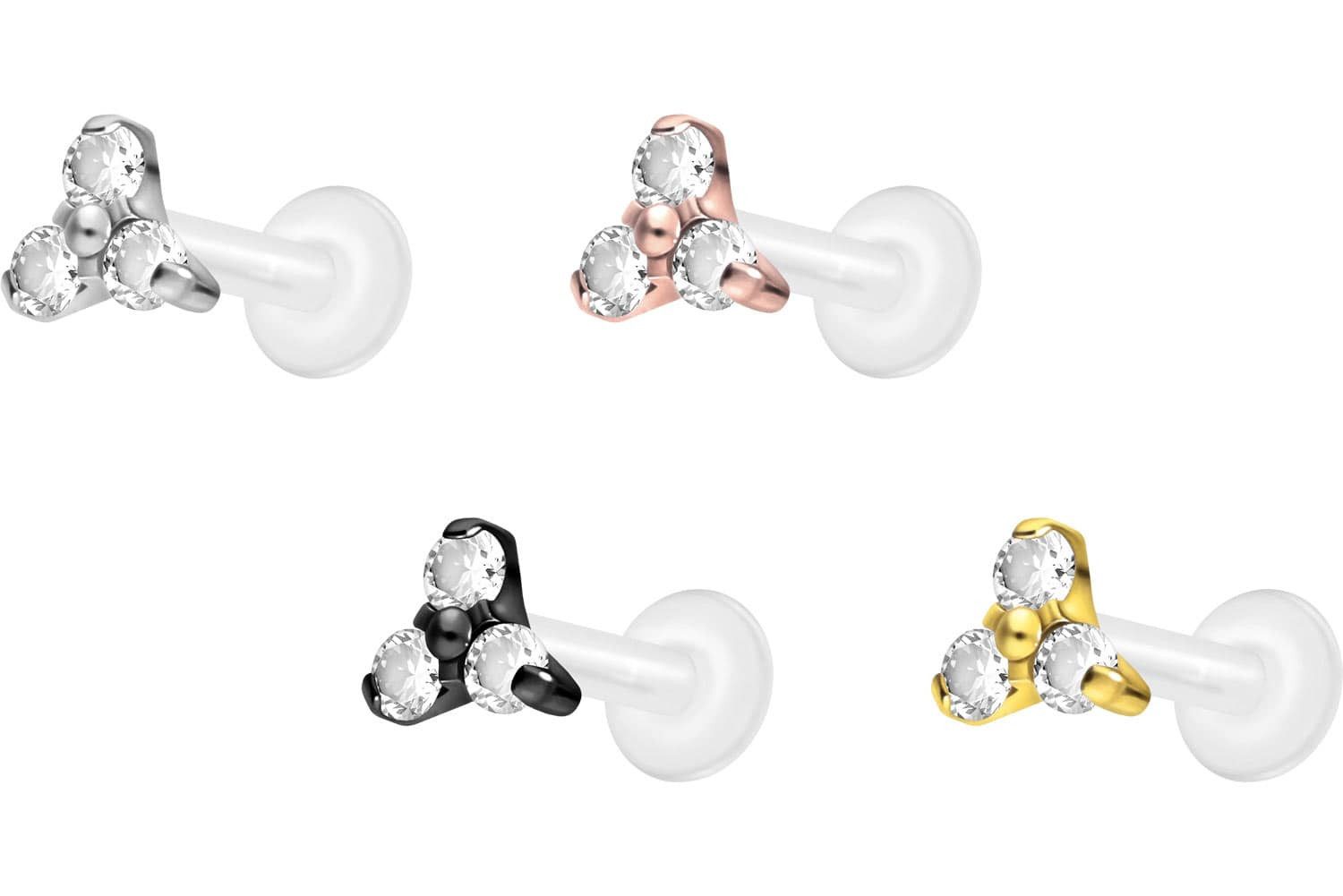 PIERCINGLINE Piercing-Set PTFE Labret mit Innengewinde + Titan-Aufsatz KRISTALLBLUME (Labrets, 1-tlg)