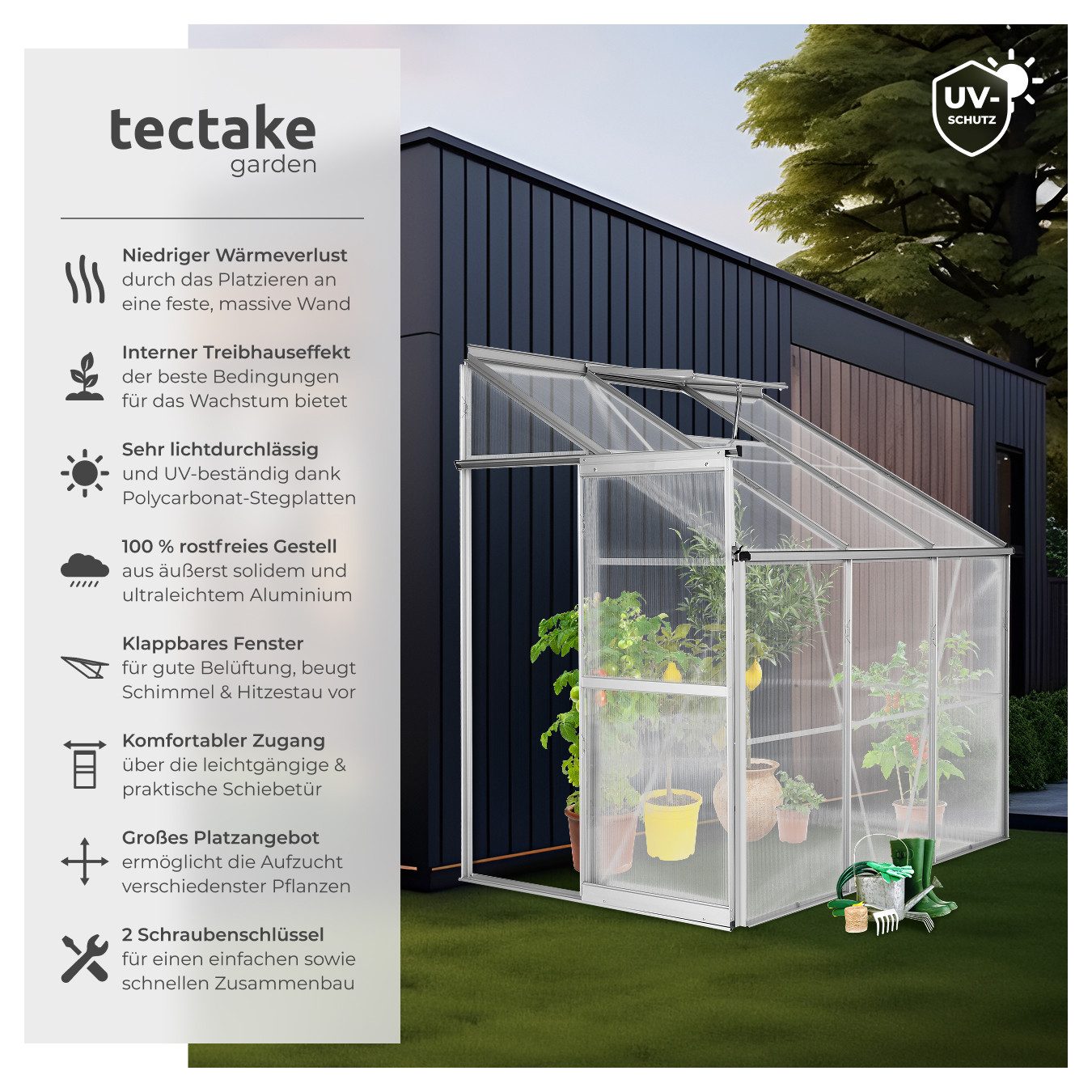 tectake Gewächshaus Anlehngewächshaus ...