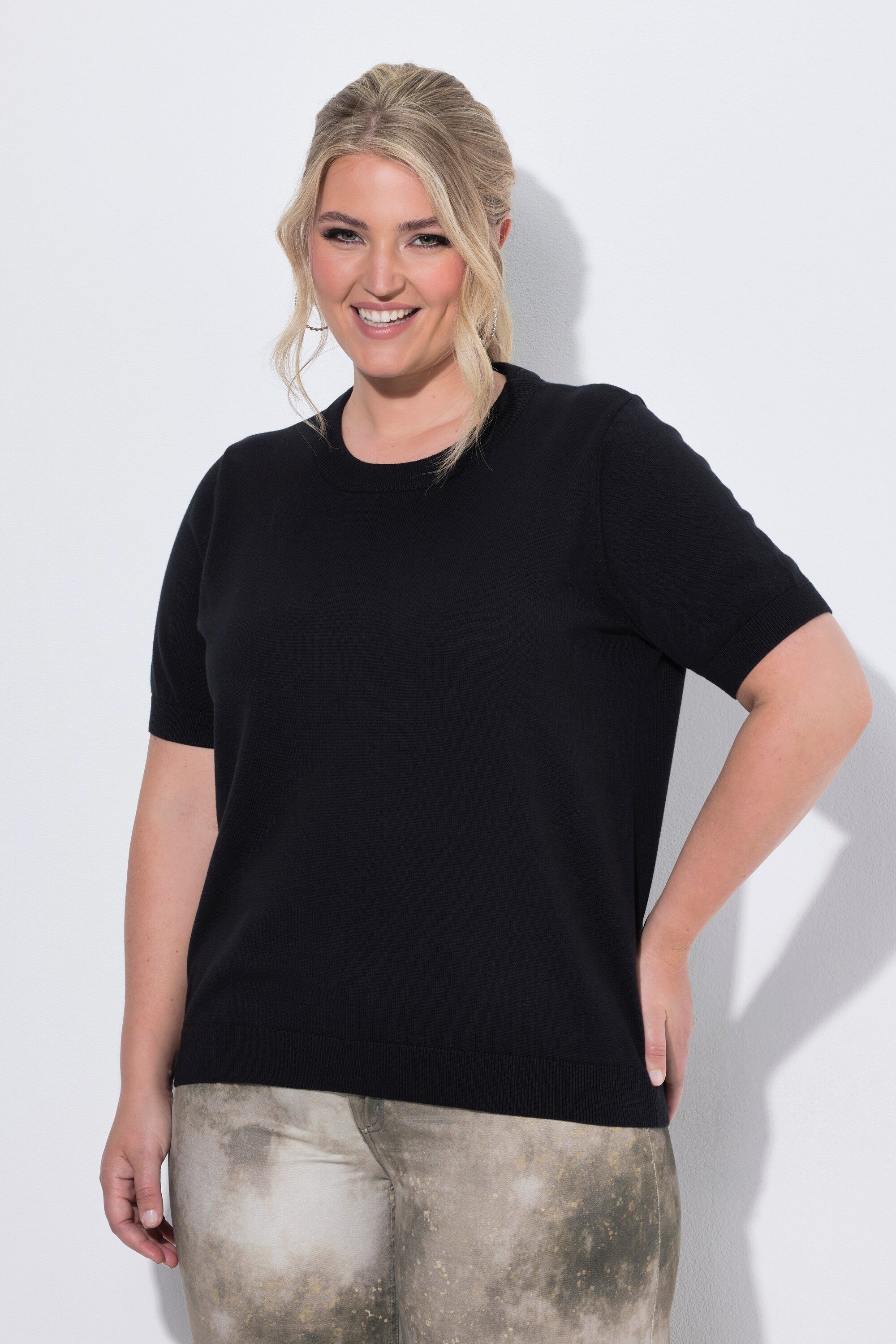 MIAMODA Strickpullover Strick-Shirt Loose Fit Halbarm