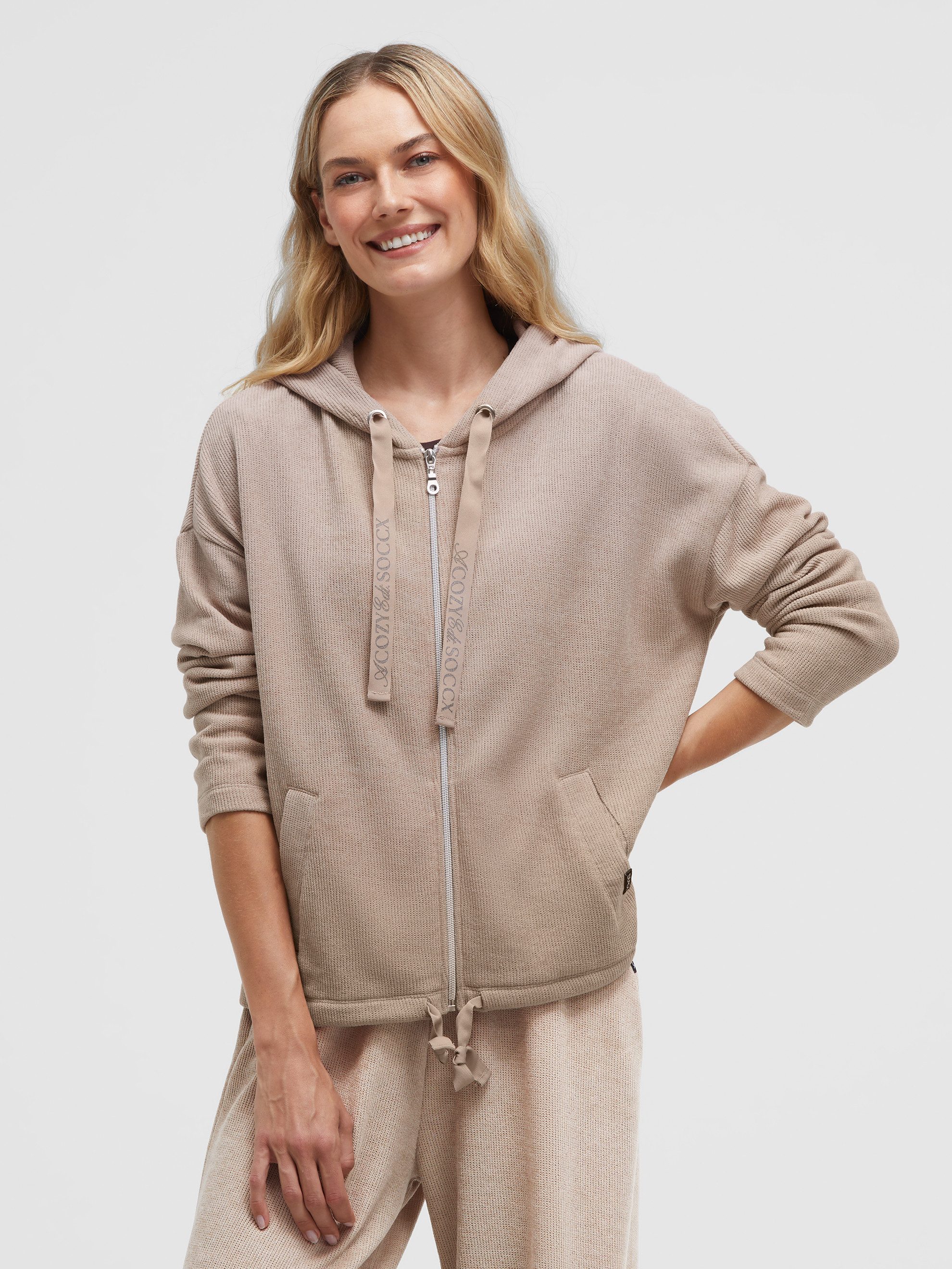 SOCCX Kapuzensweatjacke mit Bindeband am Saum