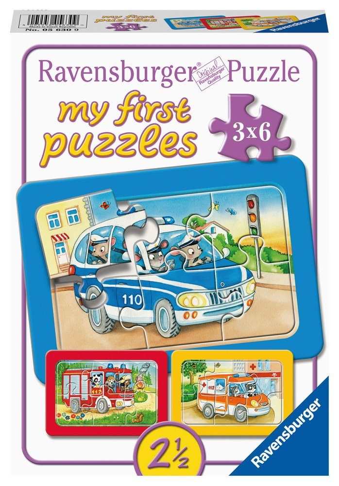 Puzzle 3 x 6 Teile Rahmen my first puzzles Tiere im Einsatz 05630