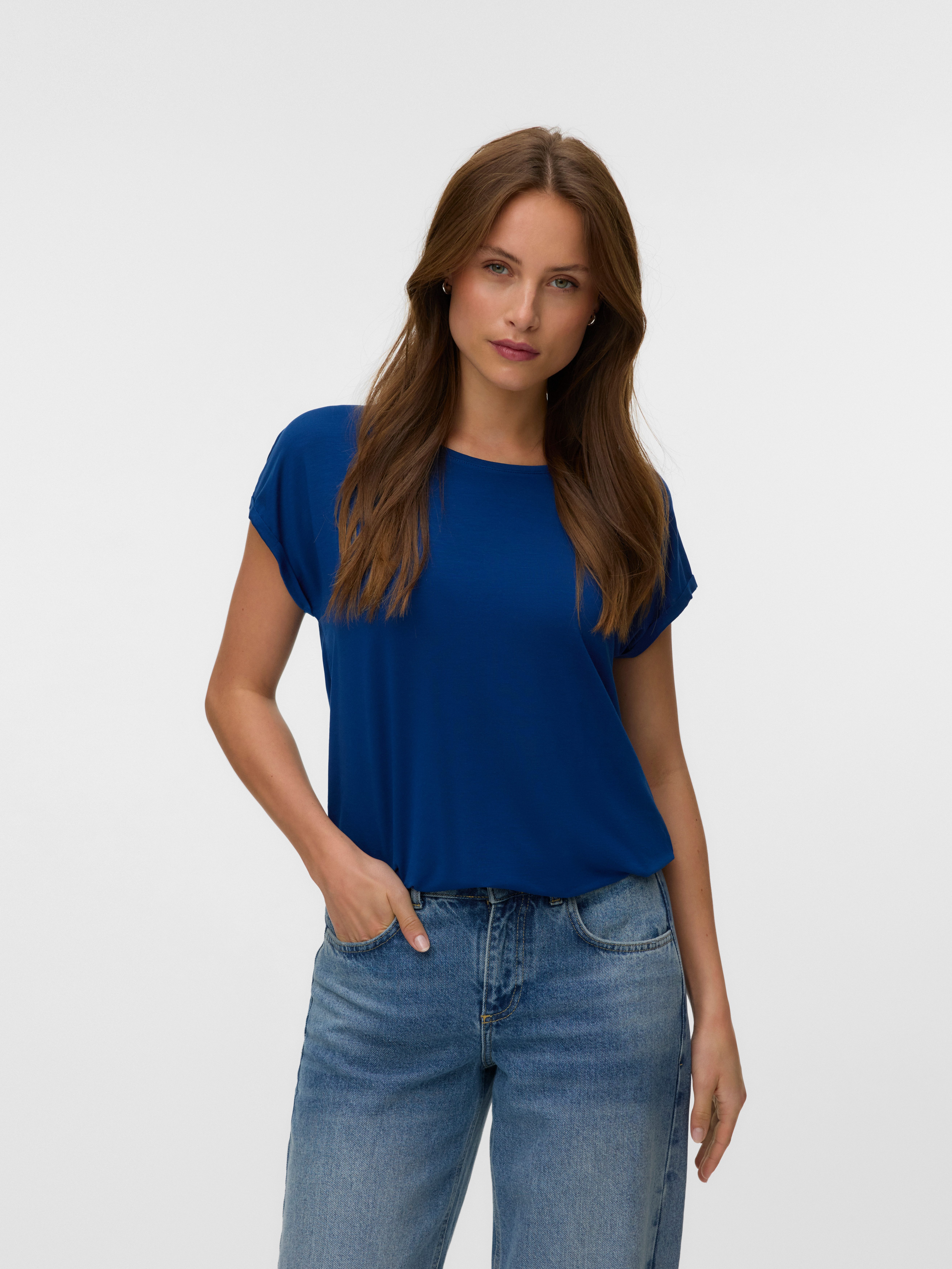 Vero Moda T-Shirt VMAVA PLAIN SS TOP JRS NOOS Materialmix, regular fit