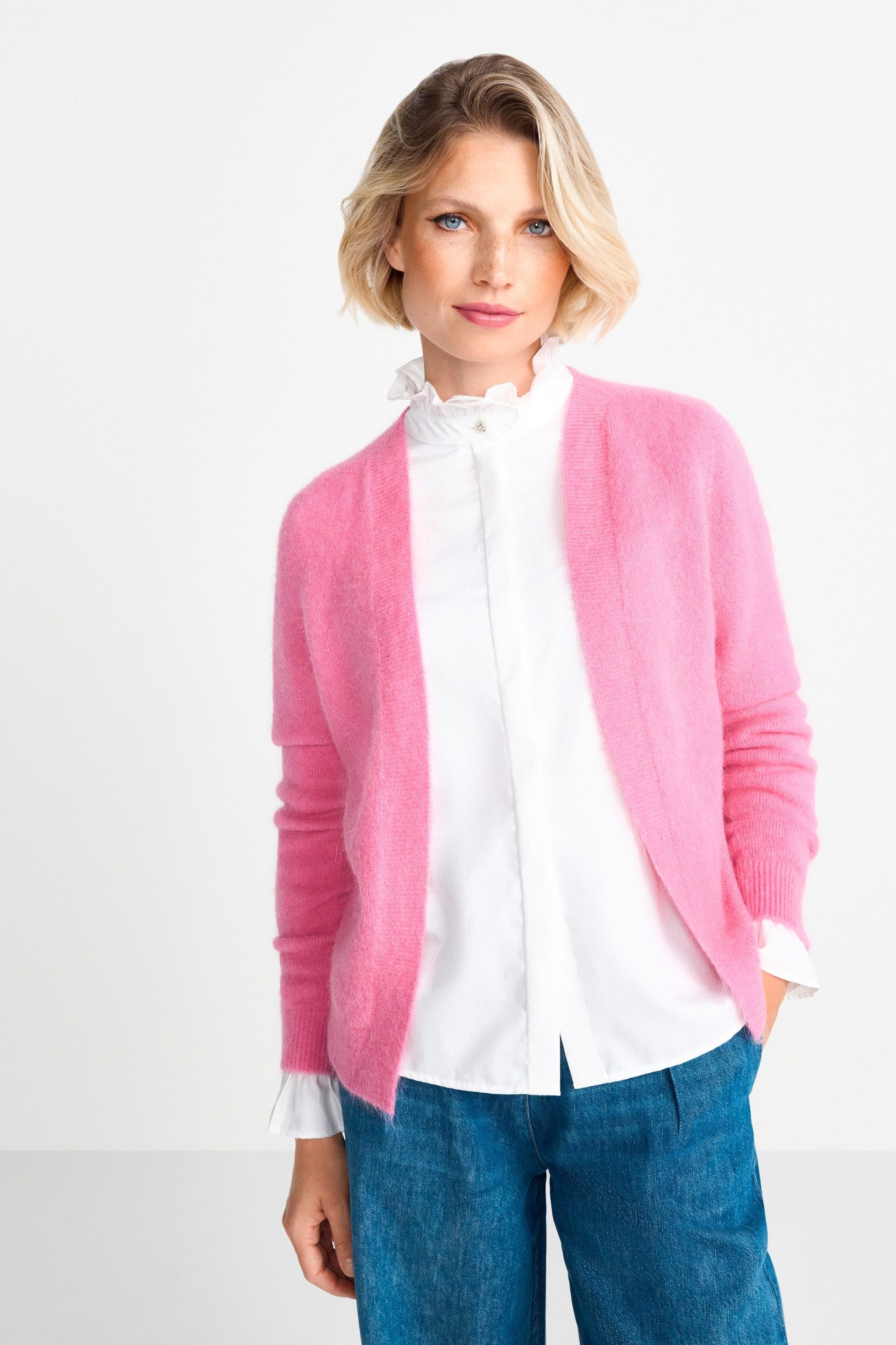 RICHROYAL Strickpullover Cozy cardigan recycled, french pink