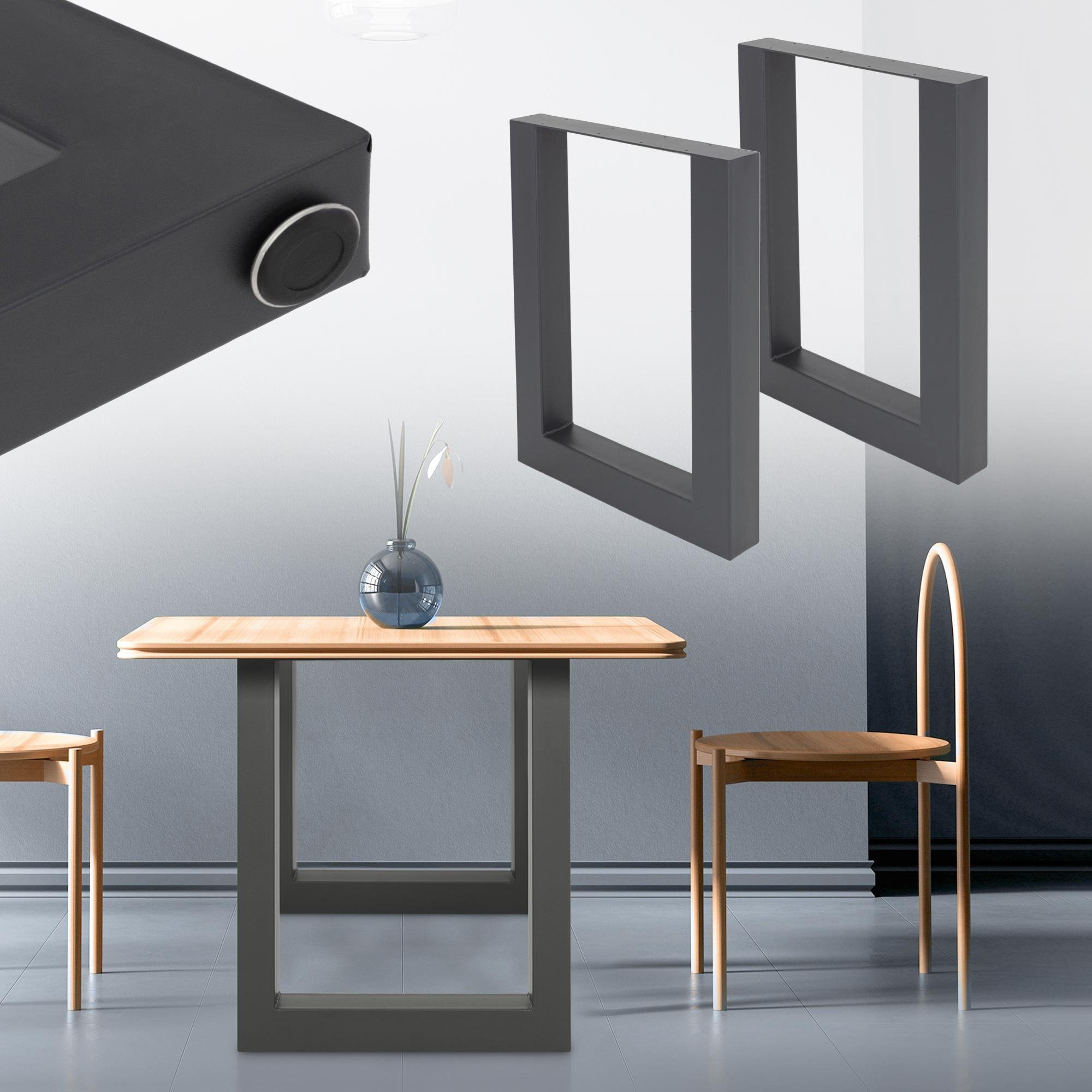 ML-DESIGN Tischbein Tischkufen Tischgestell Tischuntergestell Möbelfüße für  Esstisch, 2er Set 60x72,5cm Anthrazit pulverbeschichteter Stahl  Industriedesign