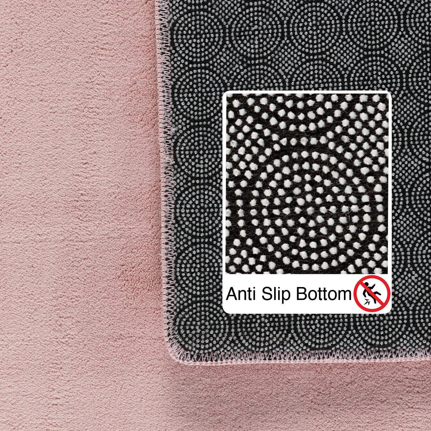 Carpettex Veloursteppich Unicolor - Einfarbig, Läufer, Höhe: 7 mm, Kurzflor Rund Teppich Anti-Rutsch Rückseite Waschbar Flauschiger