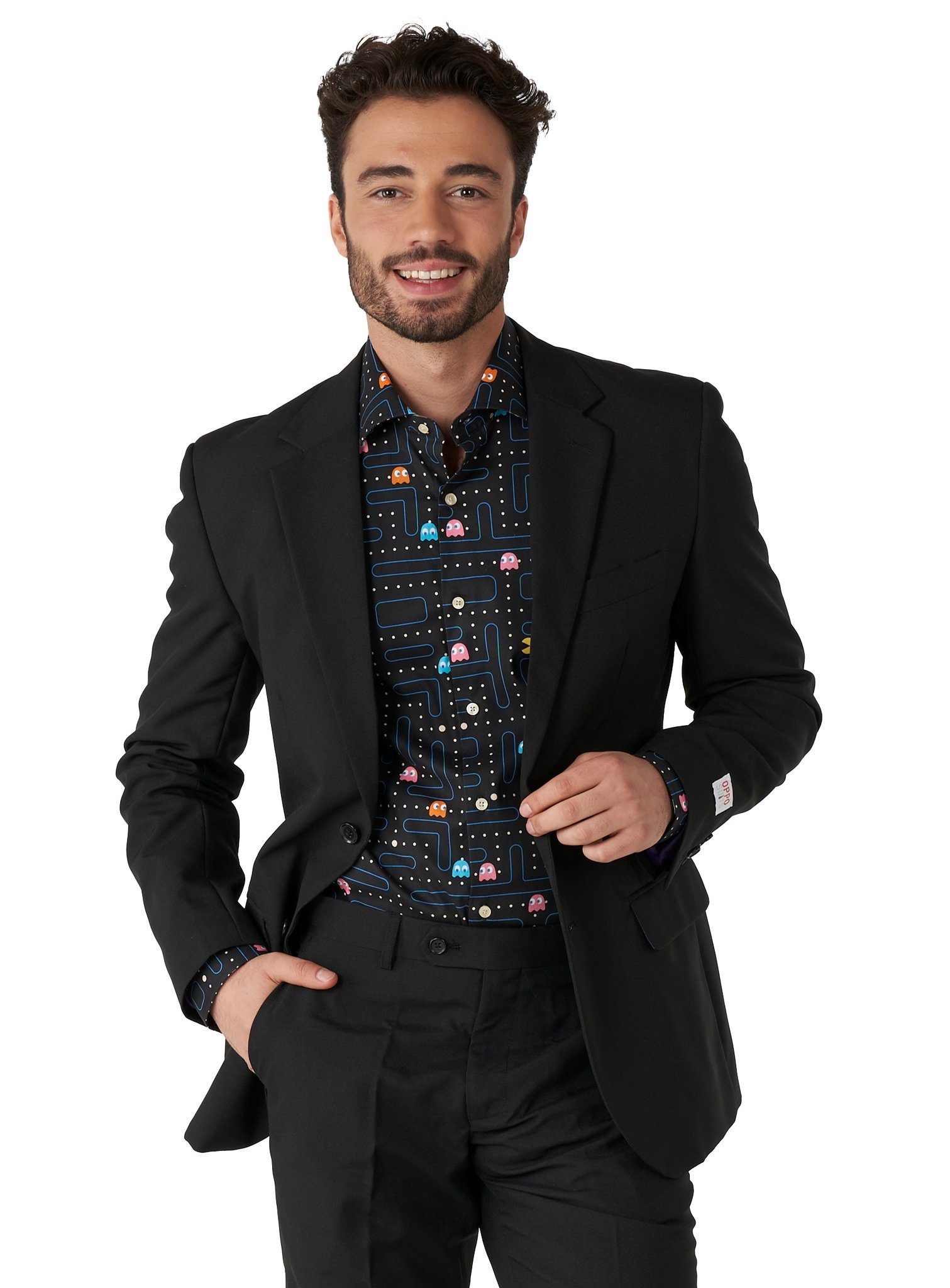 Opposuits Kostüm Pac-Man Hemd, Stylisches Videospiel Hemd für coole 80er Jahre Nerds