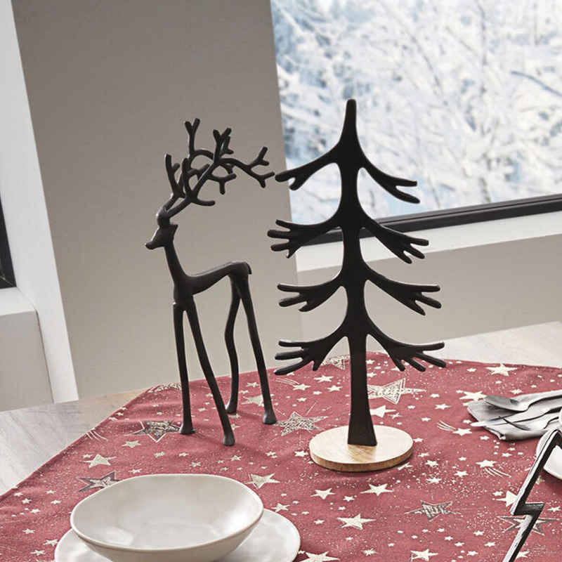 Home-trends24.de Weihnachtsfigur Tanne Figur Schwarz Modern Objekt Metall Winterdeko Höhe 44 cm