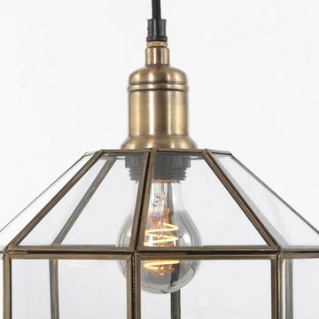etc-shop Pendelleuchte, Leuchtmittel nicht inklusive, Hängelampe Esszimmerleuchte Höhe anpassbar Retro Glas bronze H 145 cm
