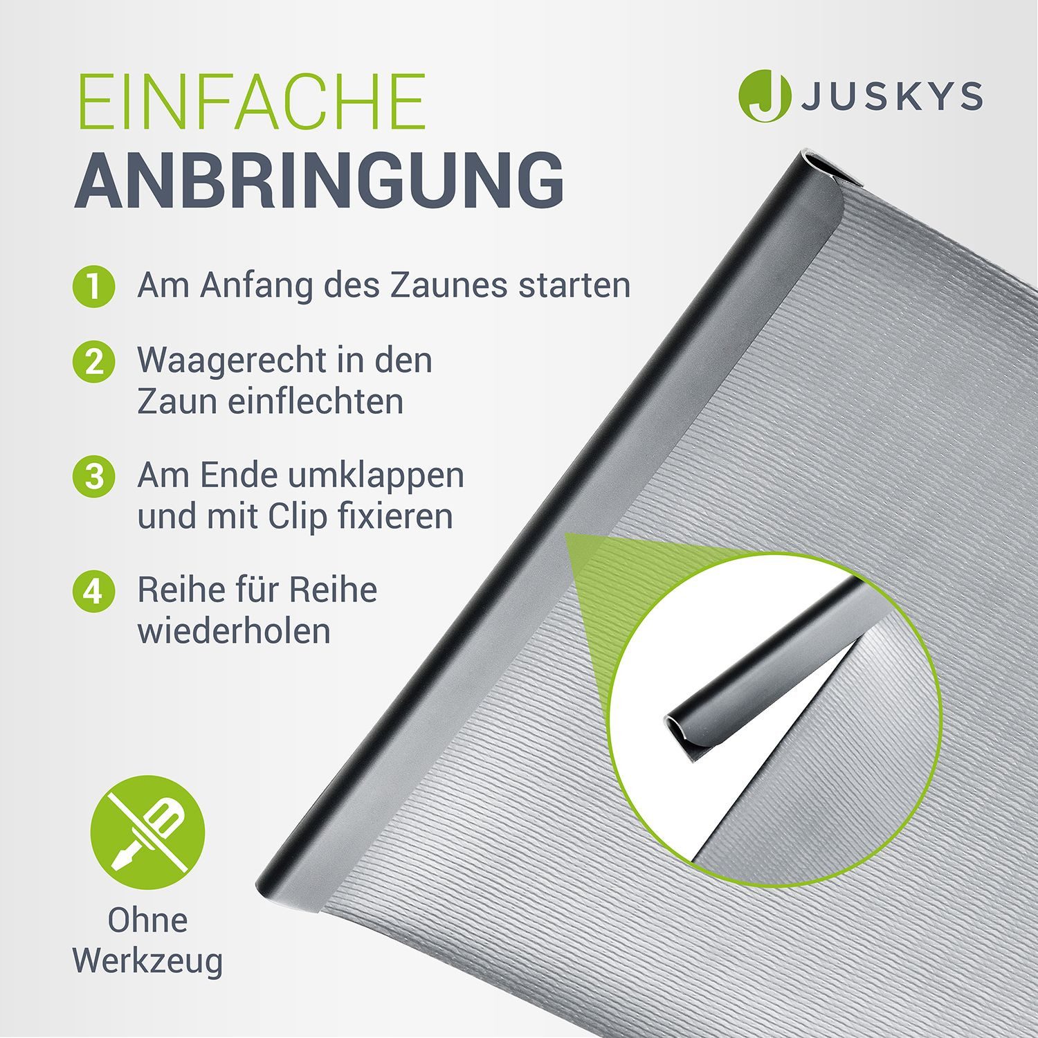 Juskys Sichtschutzstreifen PVC Sichtschutzstreifen, Doppelstabmatten Zaun, 35m x 19 cm, inkl. Clips