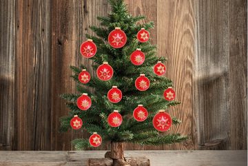Krebs Glas Lauscha Weihnachtsbaumkugel Schneeflocke rot (16 St), Weihnachtsdeko, Christbaumschmuck, Christbaumkugeln aus Glas