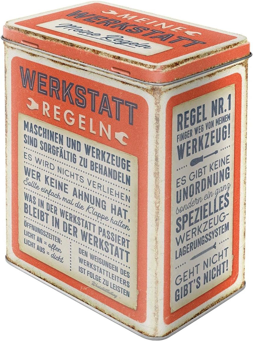Vorratsdose Metall Kaffeedose Blechdose Müslidose - Werkstattregeln