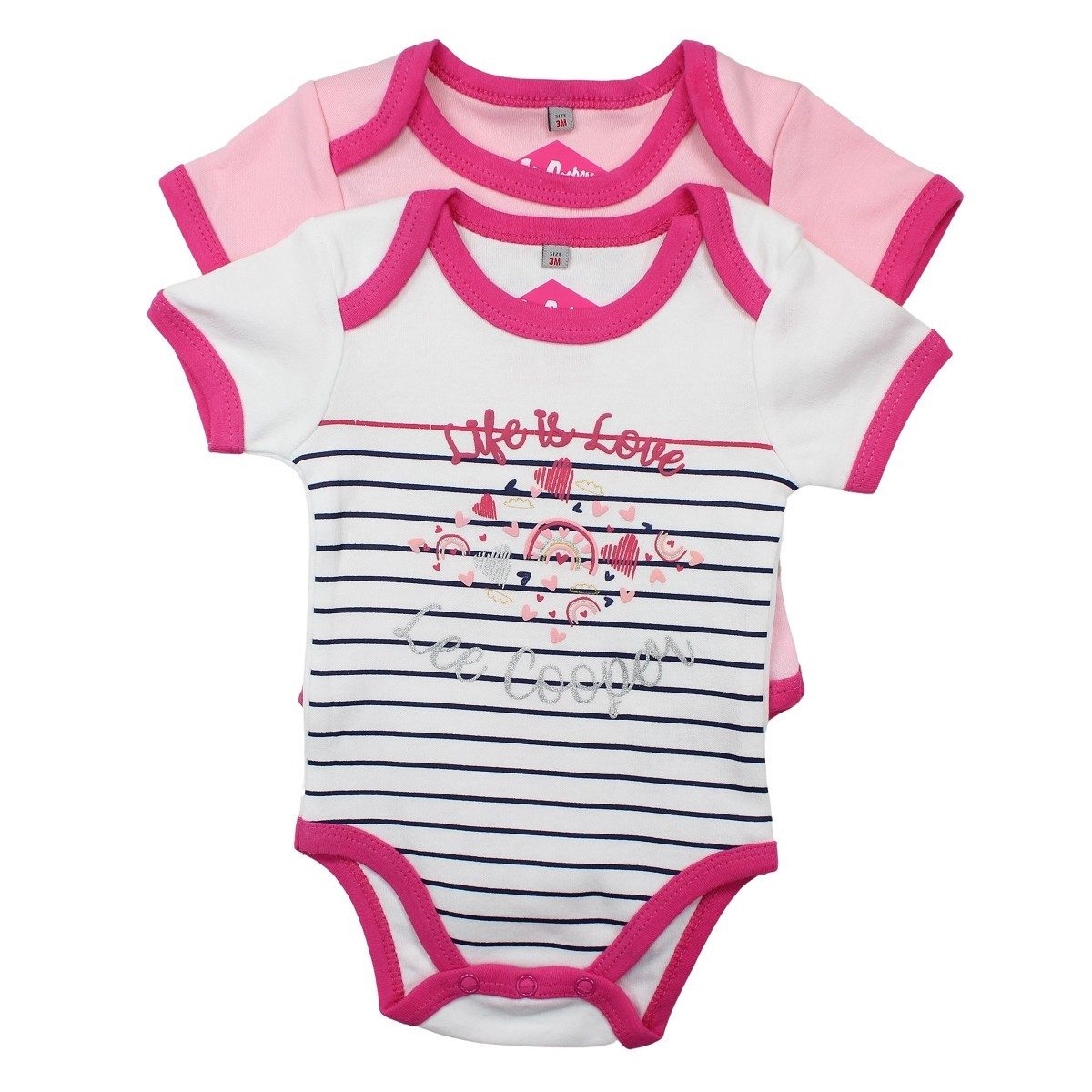 Lee Cooper Strampler Lee Cooper 2er Set Baby Kleinkind kurzarm Body Einteiler Gr. 56 bis 92, Baumwolle