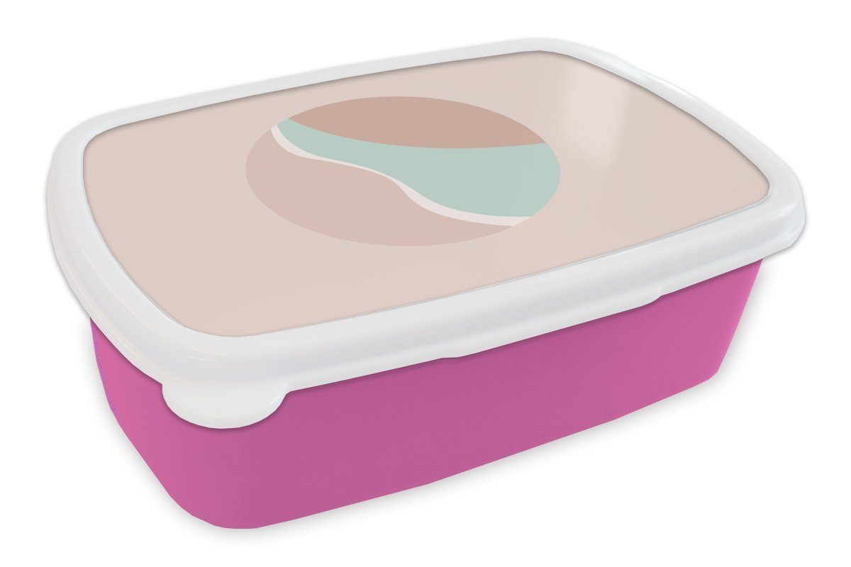 MuchoWow Brotbox Strand Kunststoff Snackbox, Lunchbox Kinder, - Sommer Erwachsene, für rosa Pastell, Brotdose Kunststoff, (2-tlg), - Mädchen,