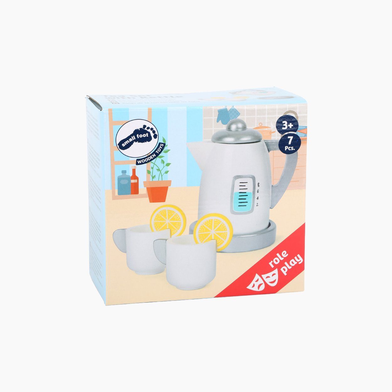 Small Foot Kinder-Wasserkocher Tee-Set mit Wasserkocher Kinderküche, (6-tlg), mit abnehmbarem Deckel