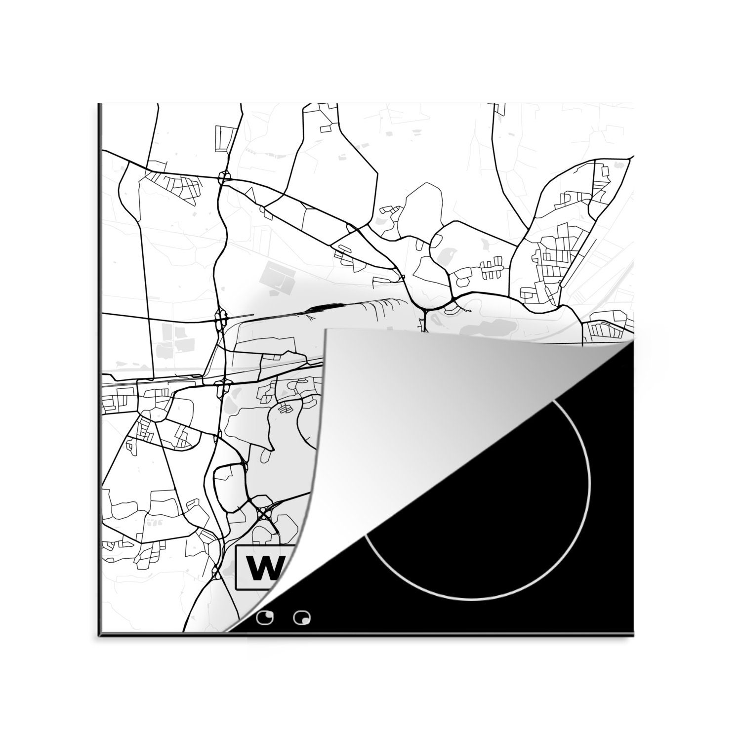 MuchoWow Herdblende-/Abdeckplatte Wolfsbridge - Karte - Stadtplan, Vinyl, (1 tlg), 78x78 cm, Ceranfeldabdeckung, Arbeitsplatte für küche