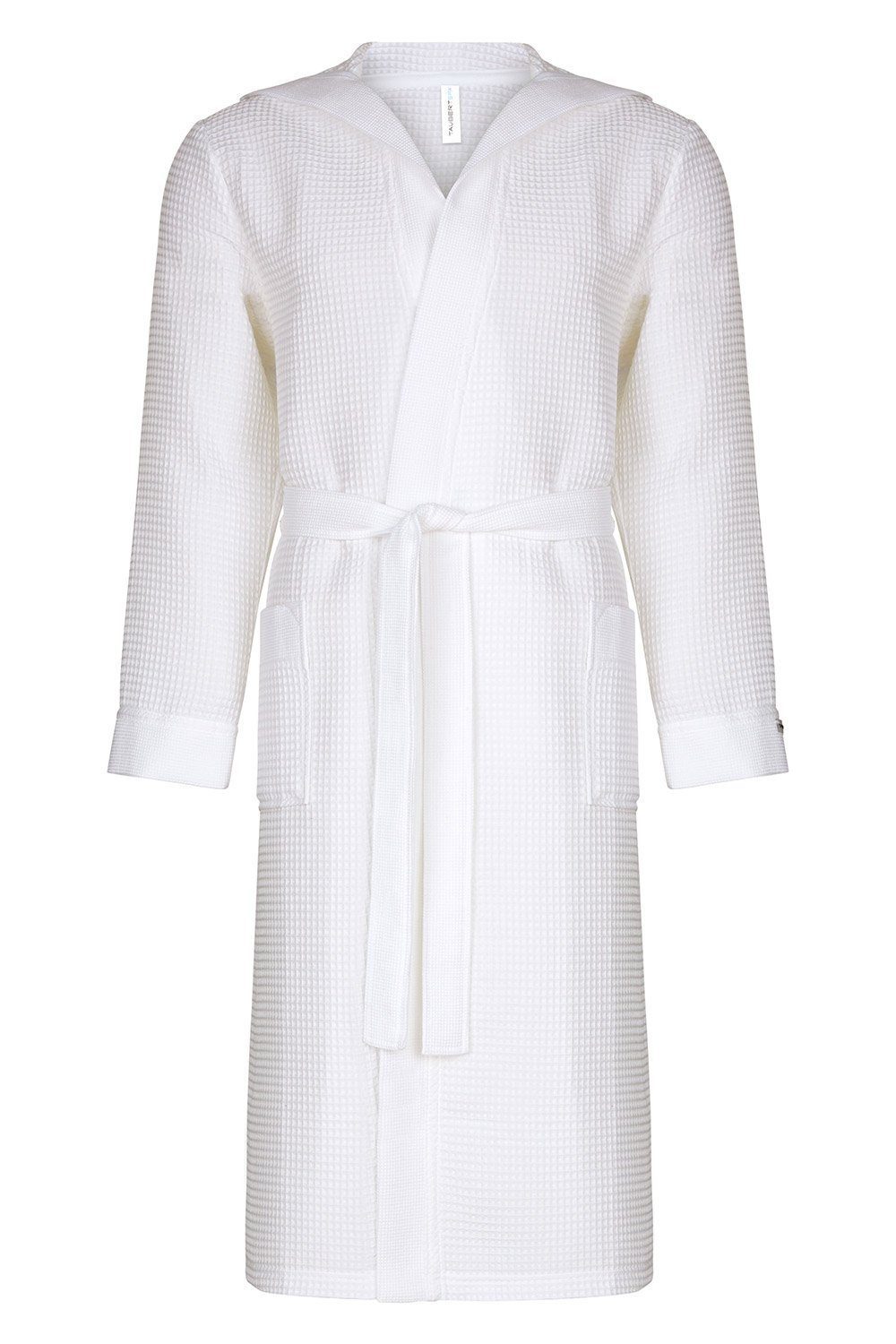 Taubert Bademantel Spa Thalasso, Baumwolle, zwei Taschen, Bindegürtel, mit Bindegürtel, Herren Kimono-Stil, 120cm, Baumwolle Pique