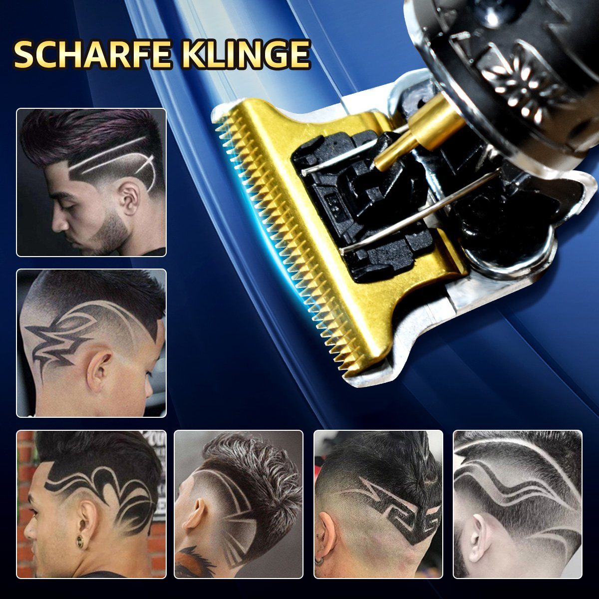 und Haircut Bartschneider Haarschneider Haar- Elektrischer Haarschneidemaschine, 1200mAh, Display, Silber LCD 7Magic Profi