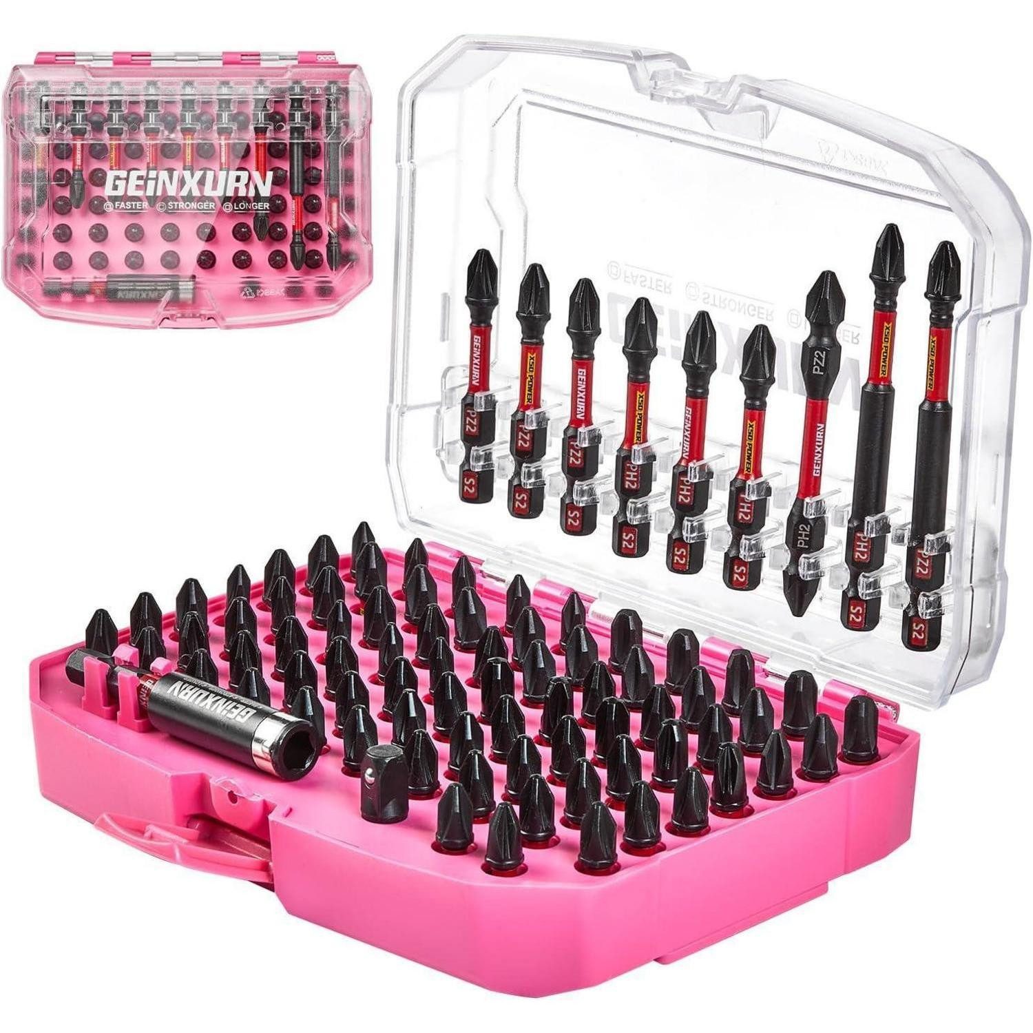 LuxusKollektion Bit-Set Schraubendreher Bits Set 83tlg. Schlagfest Rosa