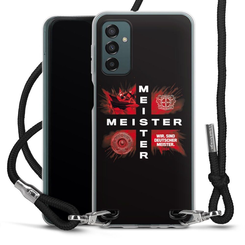 DeinDesign Handyhülle Bayer 04 Leverkusen Meister Offizielles Lizenzprodukt, Samsung Galaxy M23 5G Handykette Hülle mit Band Case zum Umhängen