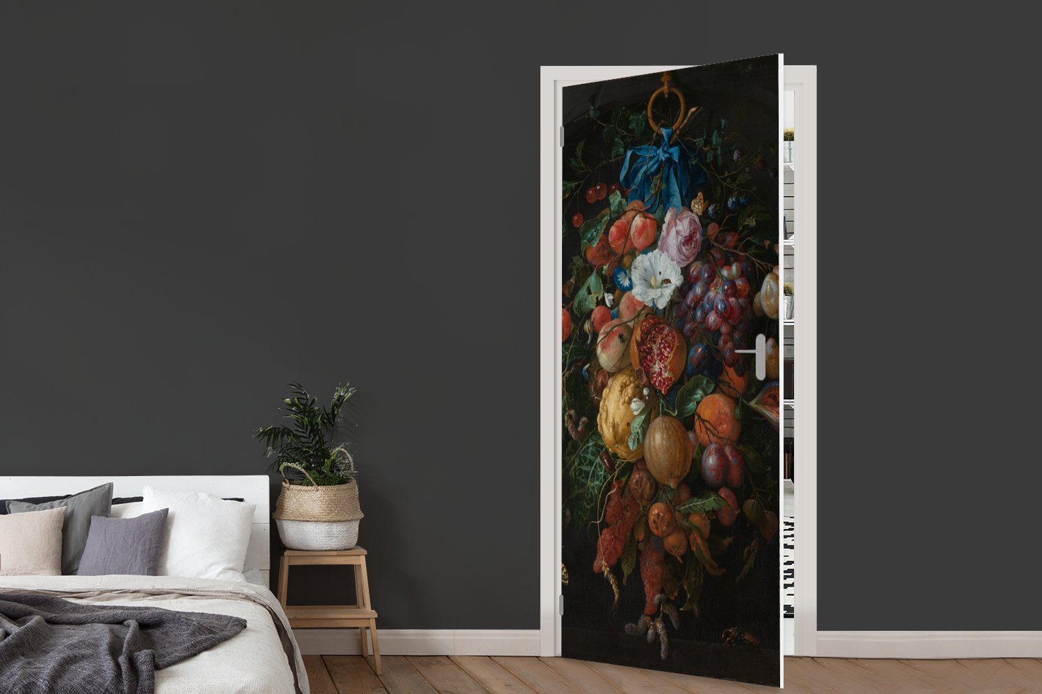 St), Gemälde Fototapete (1 Früchte cm von Tür, für Türaufkleber, und Blumen bedruckt, Matt, Davidsz. 75x205 Heem, MuchoWow - Türtapete de Jan