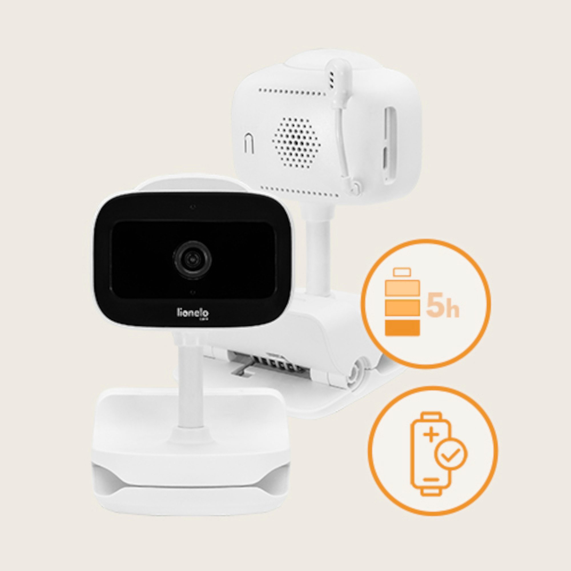 lionelo Video-Babyphone BabyLine Go, Set, Set, 3350mAh/Benachrichtigung/Nachtsicht/Zoom/App/Kabellos