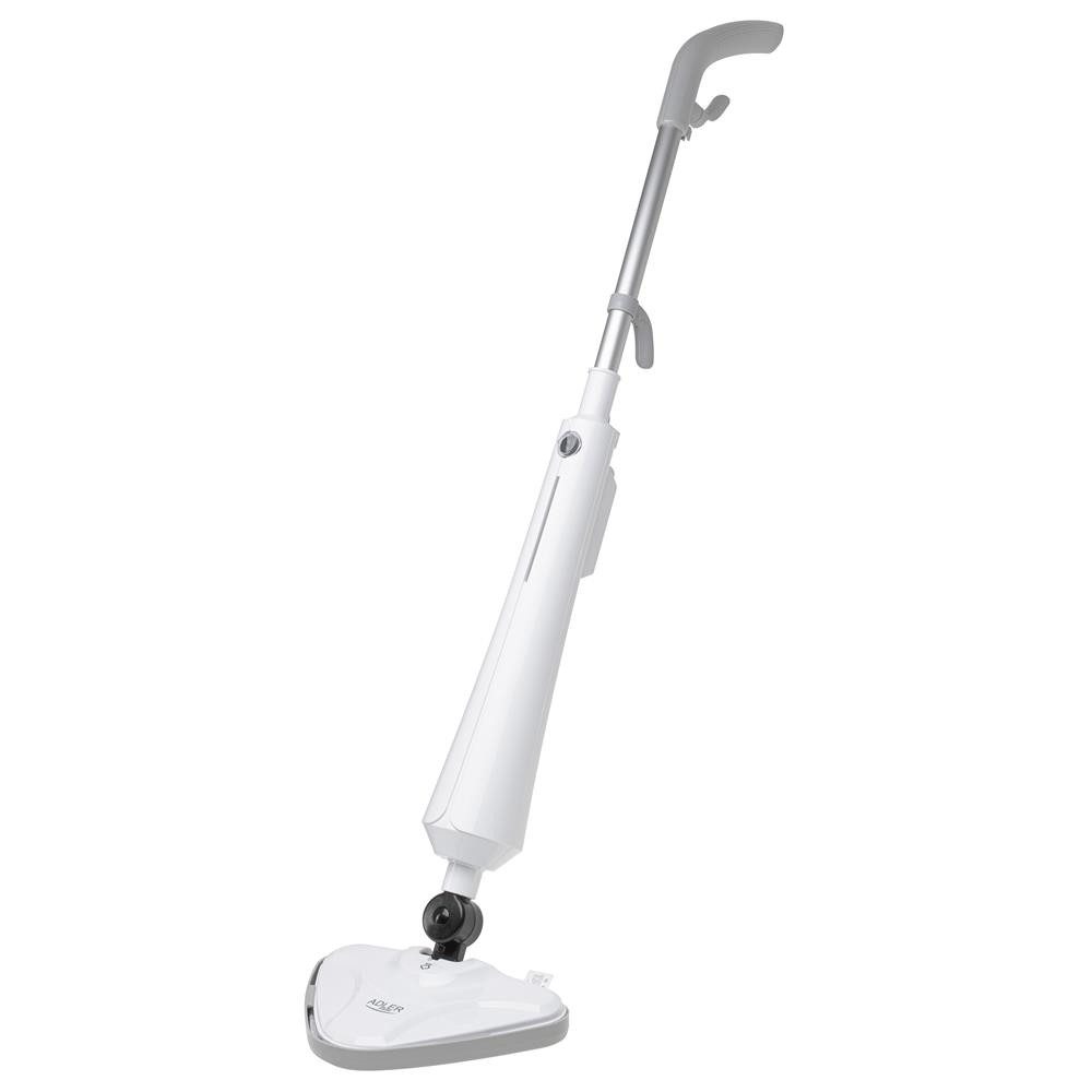 ADLER EUROPE Dampfreiniger AD 7068 Dampfmopp für Hartböden und Teppiche, Bodenreiniger, Heißdampf, 1300 W, Wischmopp ohne Chemie, Steam Mop, Laminat, Fliesen, Parkett weiß, grau