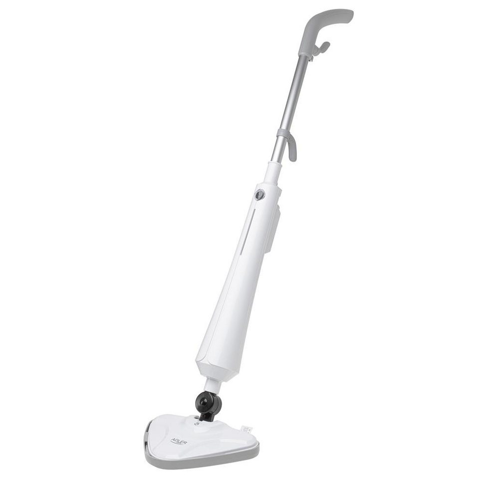 ADLER EUROPE Dampfreiniger AD 7068 Dampfmopp für Hartböden und Teppiche, Bodenreiniger, Heißdampf, 1300 W, Wischmopp ohne Chemie, Steam Mop, Laminat, Fliesen, Parkett weiß, grau