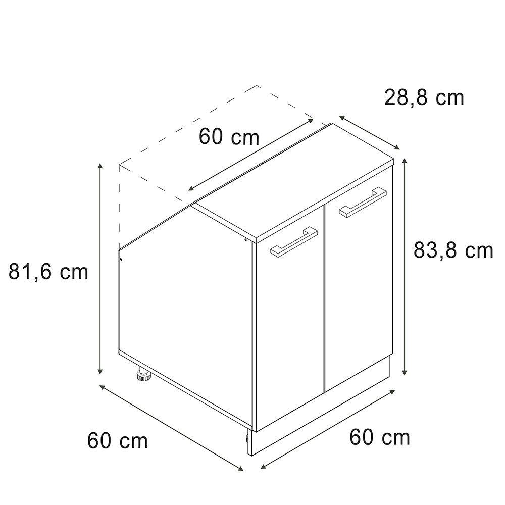 Vicco Kommode Rion, Beton/Weiß, 60 x 81.6 cm mit 2 Türen, Schrankkorpus 60 cm T... (1 St)